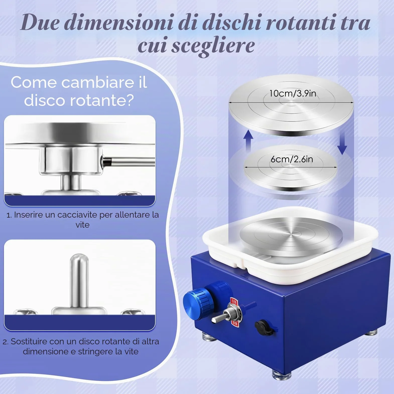 Tornio per Ceramica, Tornio per Argilla 2000 RPM velocità Regolabile Ruota di Ceramica Elettrica con Bacinella Staccabile e Strumenti di Argilla Fai-da-Te, Tornio Ceramica per Bambini e Adulti