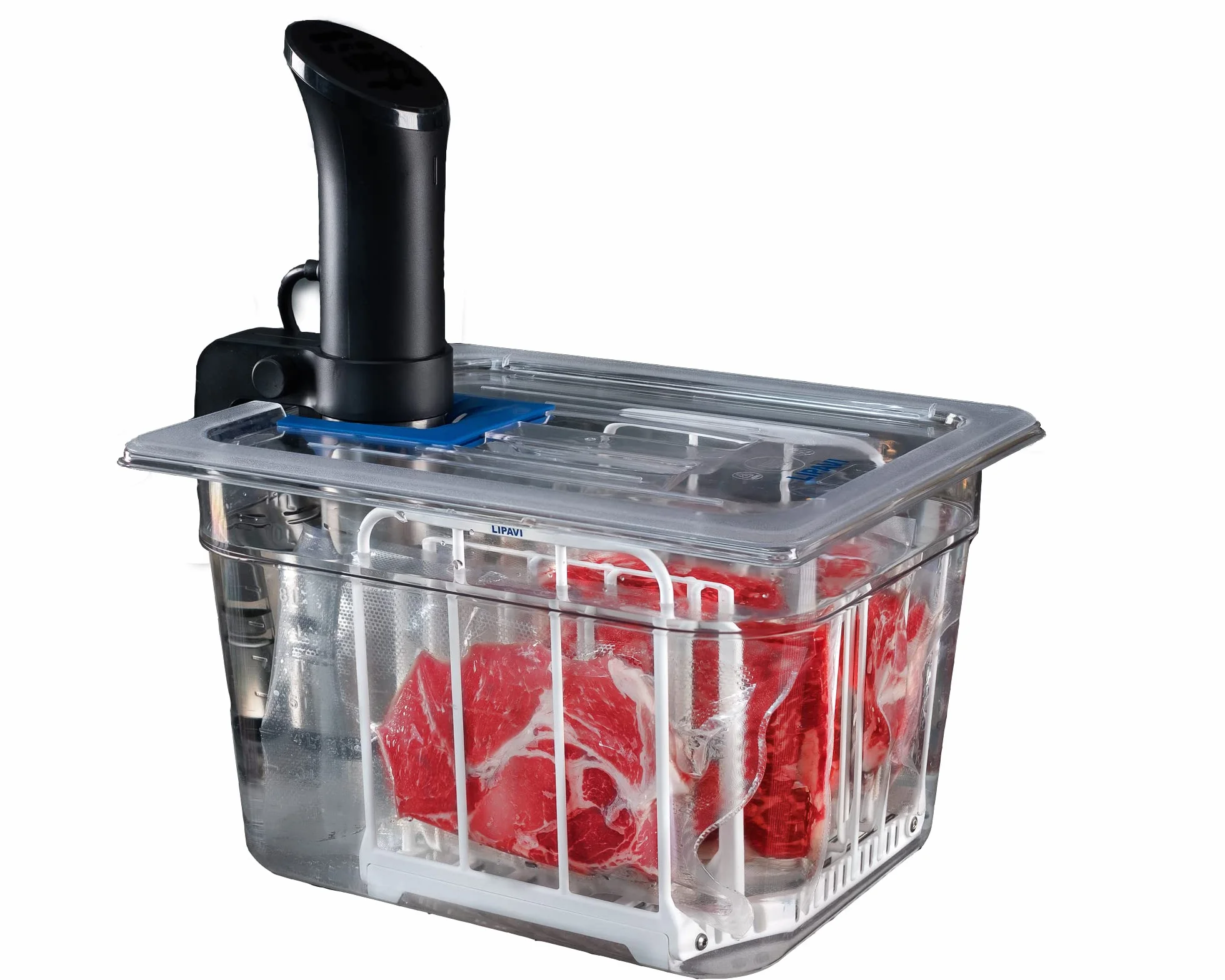 LIPAVI Sistema Sous Vide NXC10-UNIR con Contenitore C10 Rack N10X Coperchio Universale fino 70mm