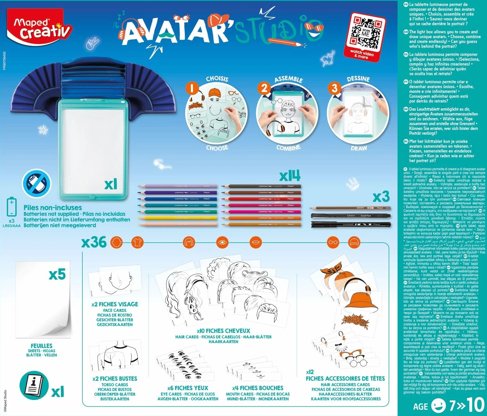Maped Avatar Studio Scatola luminosa da colorare con macchina da disegno 36 modelli calca e colora