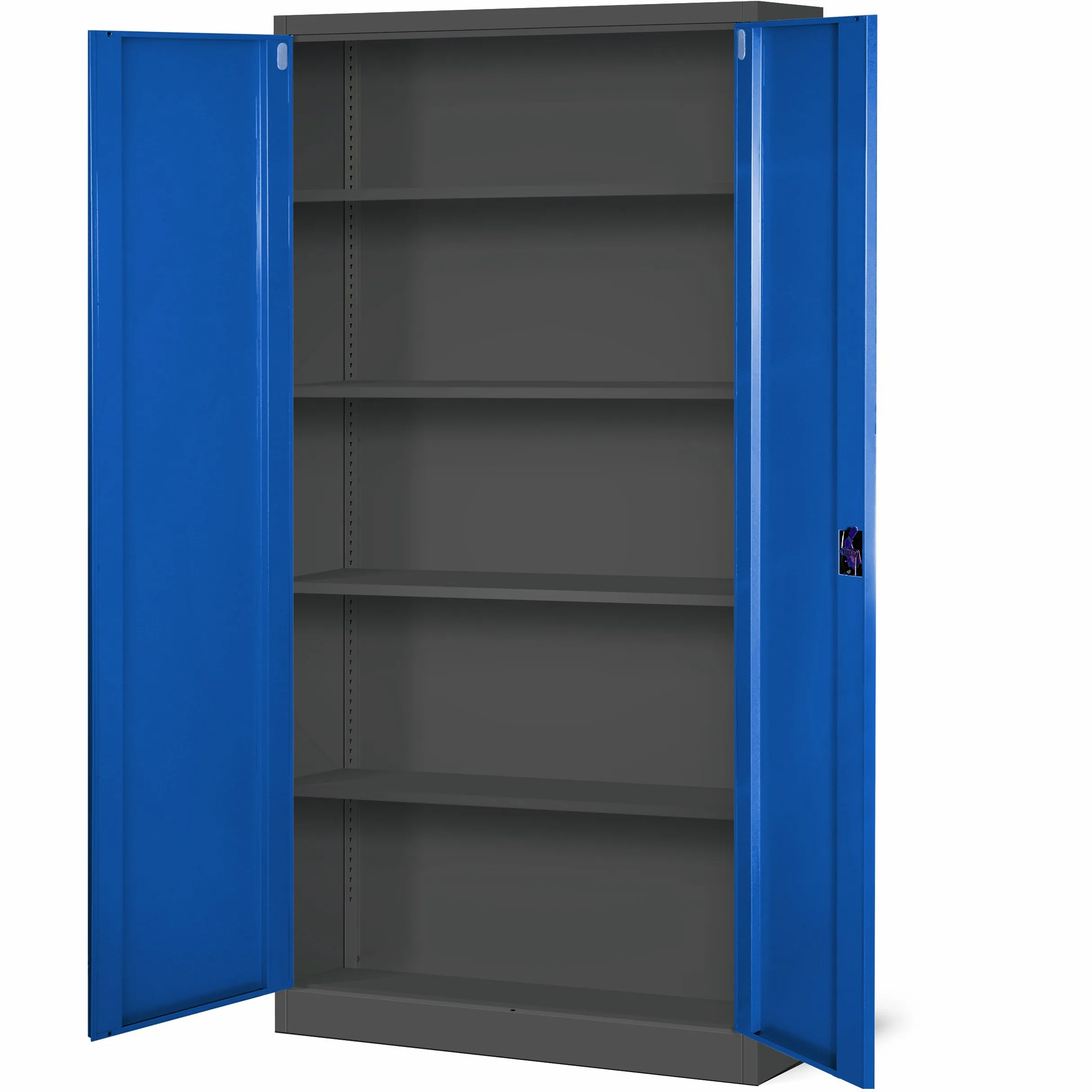 Jan Nowak Set di 3 Armadio da Ufficio C001 Archivio per Officina in Metallo Verniciato a polvere Chiudibile 185 cm x 90 cm x 40 cm (Antracite-Blu)