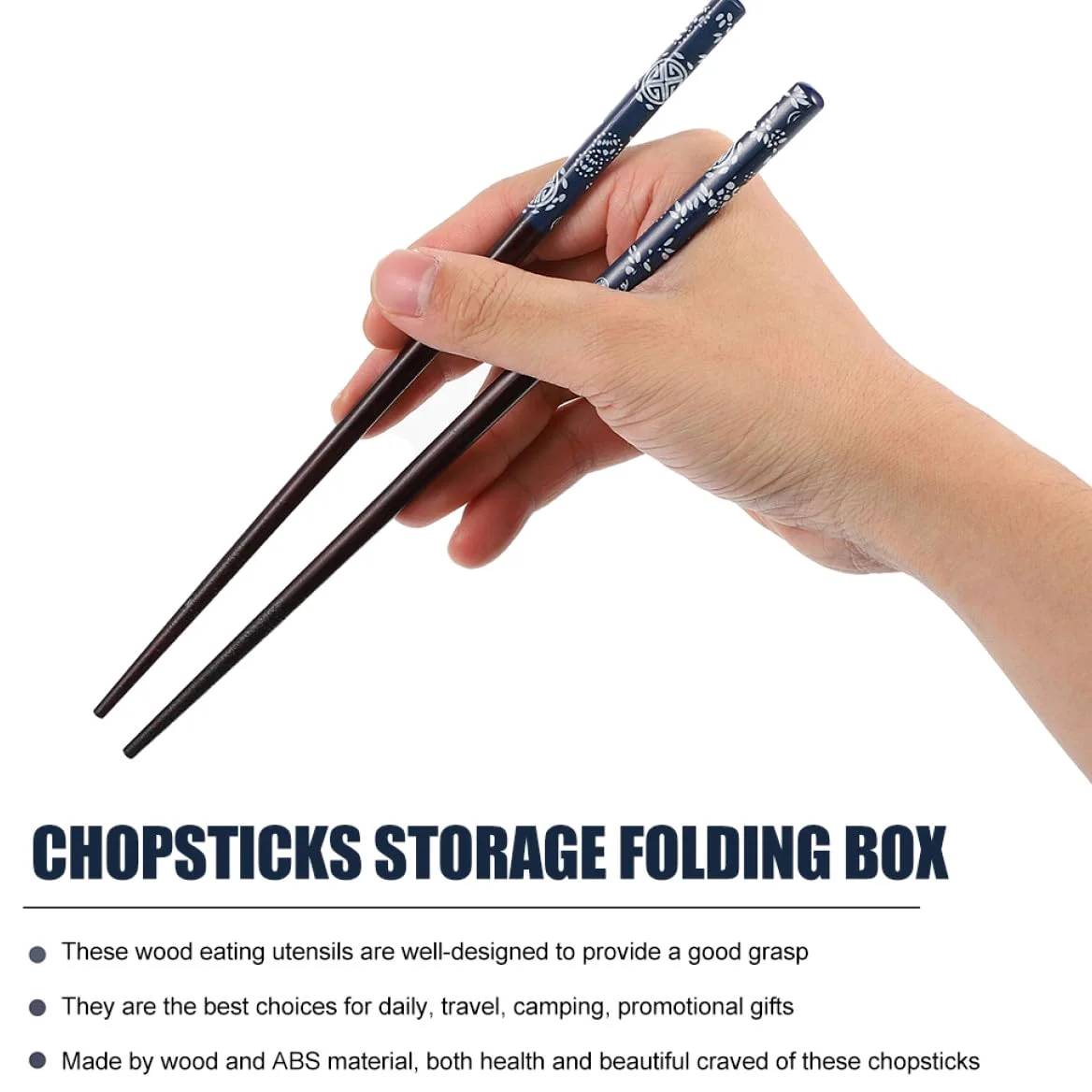 Homoyoyo Set 2 Bacchette in Legno con Custodia Portatile ABS Bacchette Antiscivolo per Sushi per Uso Quotidiano Viaggio e Campeggio
