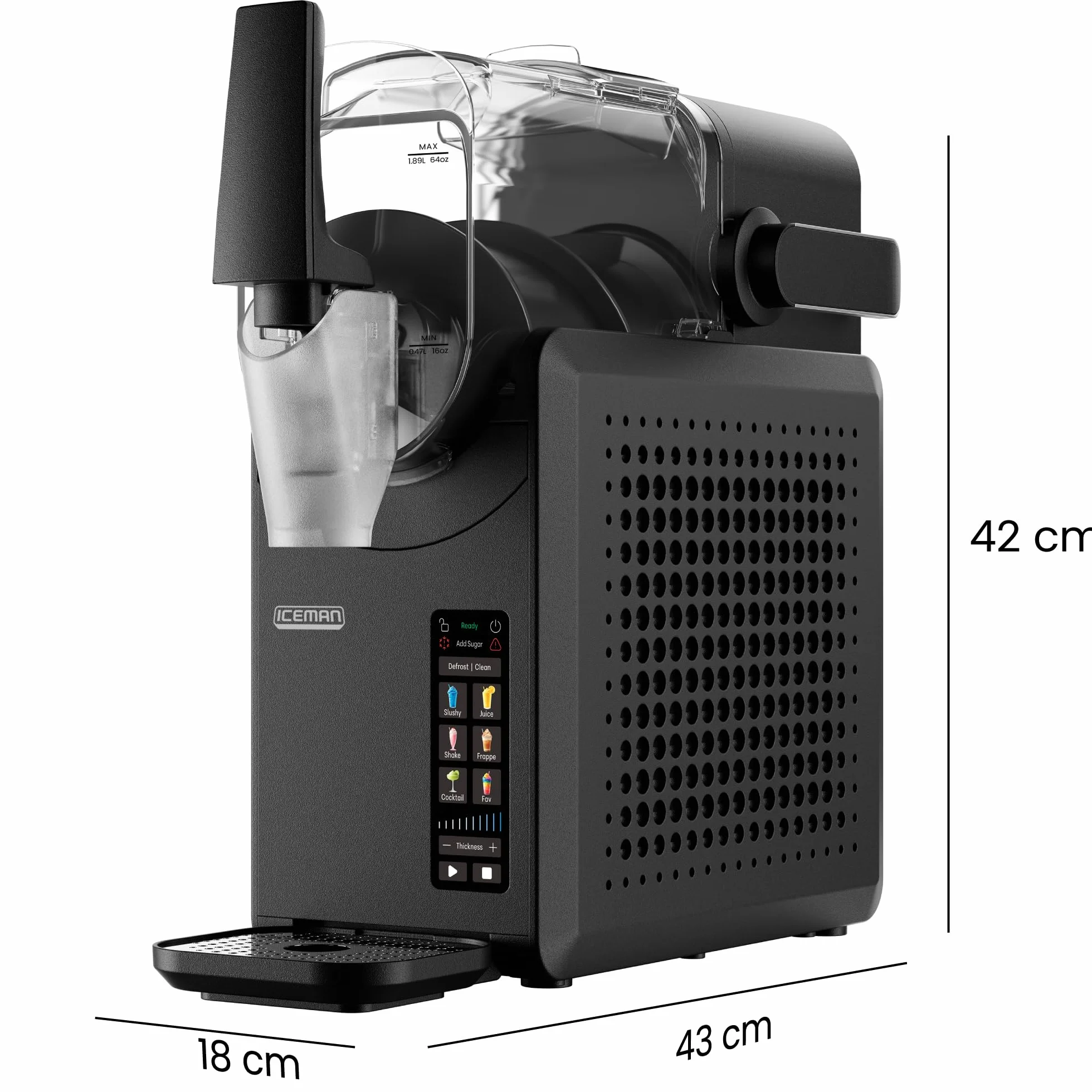 Iceman Macchina per Granita 1,89L 5 Preset Touch Nera