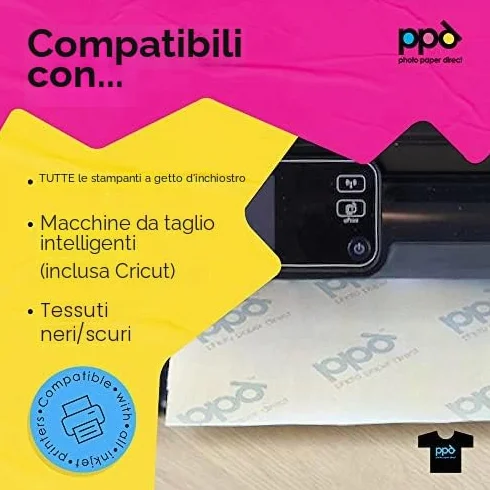 PPD A4 15 Fogli Di Carta Trasferibile Termoadesiva Professionale Inkjet - Tessuti Scuri - PPD-4-15