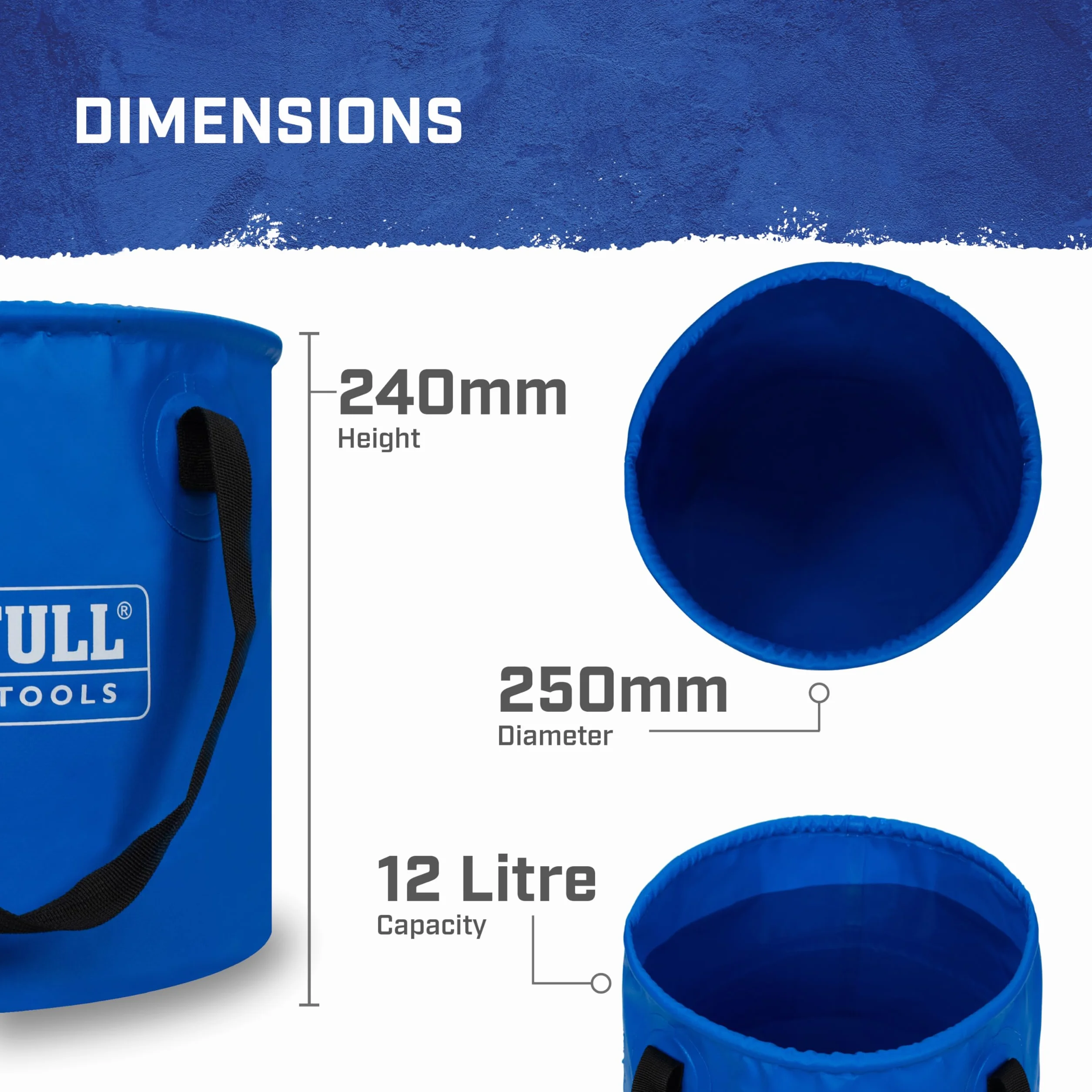 Secchio pieghevole impermeabile Faithfull - Contenitore in PVC leggero con manici robusti e design compatto e pieghevole per attività di pulizia, drenaggio, campeggio e idraulica - Capacità 12 litri