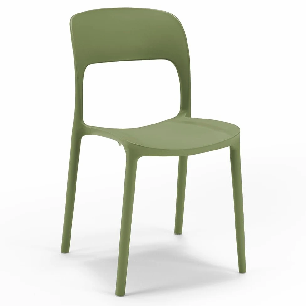 REDÒKASA Set 4 sedie in polipropilene KATE, impilabile, resistente ai raggi UV, design moderno, ideale per sala da pranzo, cucina, sala d’attesa, bar, ristoranti o da esterno (4, Verde Oliva)