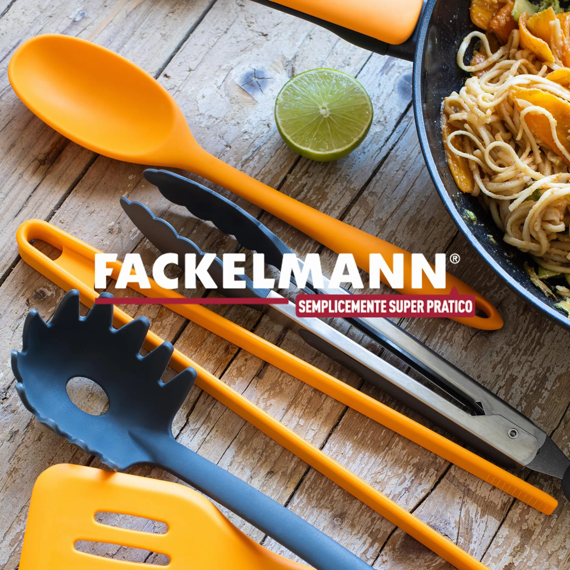 Fackelmann Set 2 Utensili da Cucina Pinza e Paletta Rigata Silicone Anima Acciaio Antiaderenti Resistenti al Calore Lavabili Lavastoviglie
