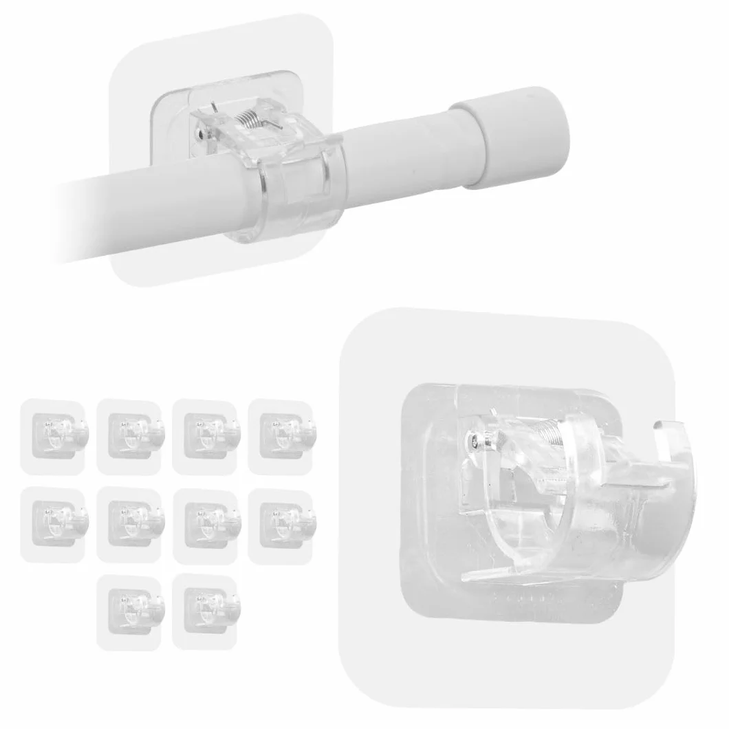 Ganci per Tende Senza Bucare Infissi PVC Adesivi - Supporto Reggi Bastone Autoadesivo Forte, Trasparente