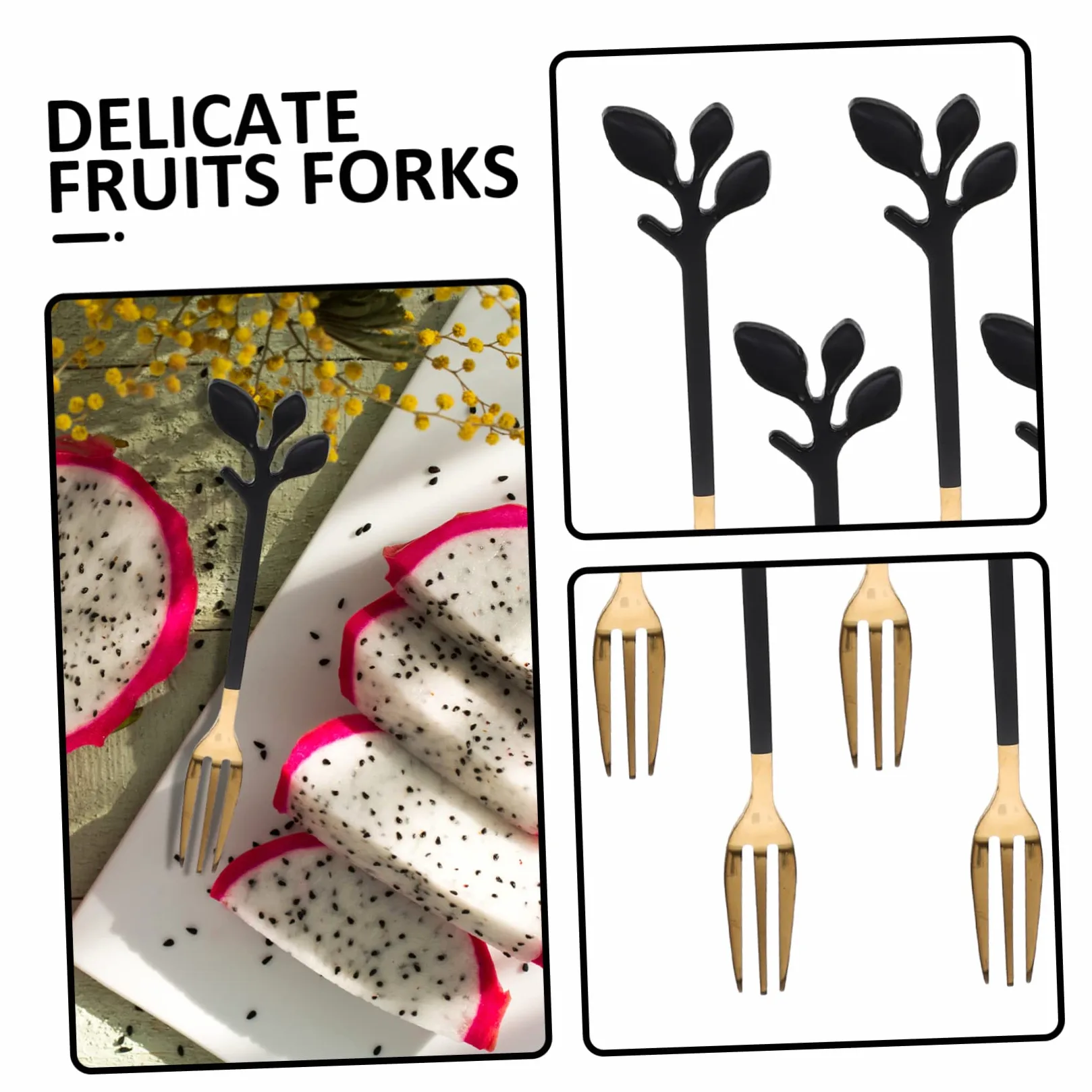 Amosfun Pz forchetta da frutta in acciaio inox forchetta foglia antipasto forchette da degustazione domestiche forchette dolce forchettine dolce per snack piccole
