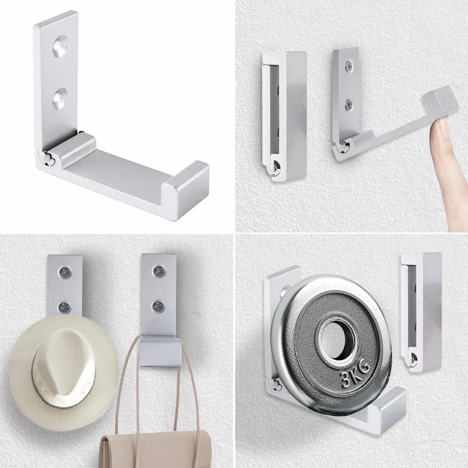 Ganci Pieghevoli Da Parete In Alluminio 4 Pezzi, Gancio Per Cuffie a 90° Supporto Bagno Cucina Camera Da Letto