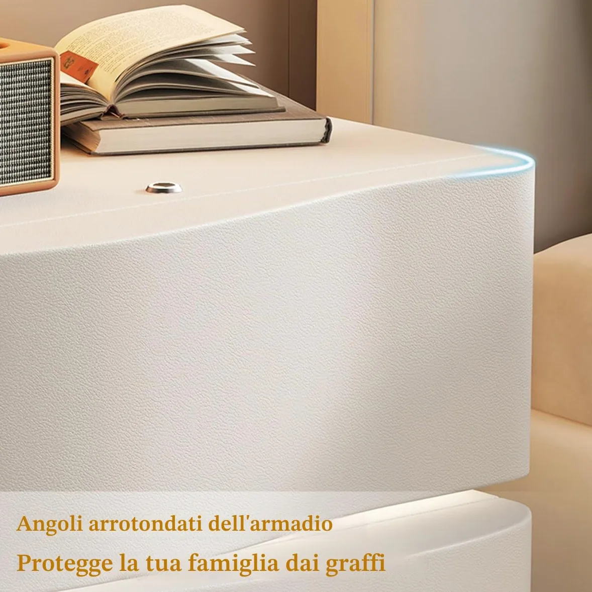 Comodino con Cassetti in Legno, Comodino A LED, Comodino Bianco, Comodini Camera da Letto Moderni, Comodino Moderno con Contenitore, Comodino Camera da Letto.(Brown,40 * 43 * 43CM)