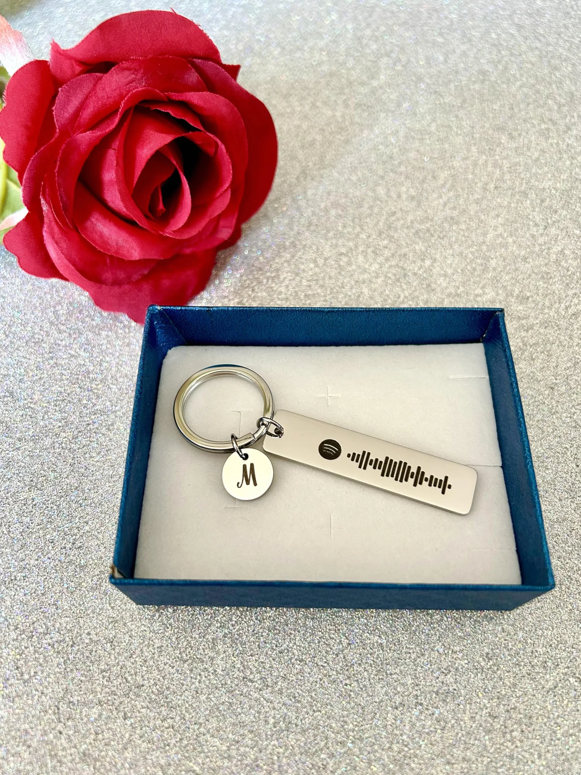 Vero Bijoux Portachiavi Spotify in Acciaio Inossidabile Personalizzabile con Canzone e Dedica - Idea Regalo (Argento)