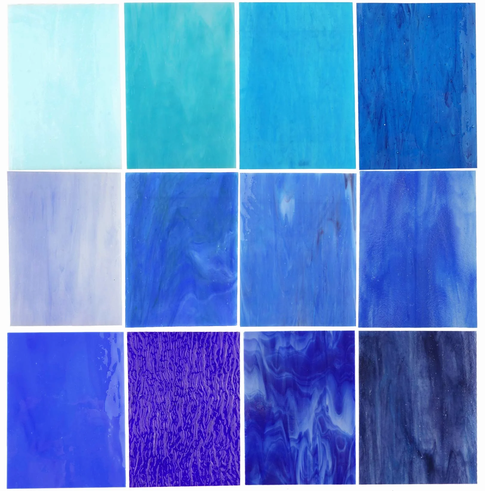Lanyani 10 fogli vetro colorato blu 10,2x15,2 cm opale Tiffany texture miste