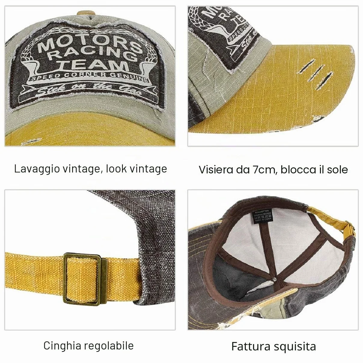 Tuopuda Cappellino Baseball Vintage Snapback Berretto da Baseball Cotone Moto