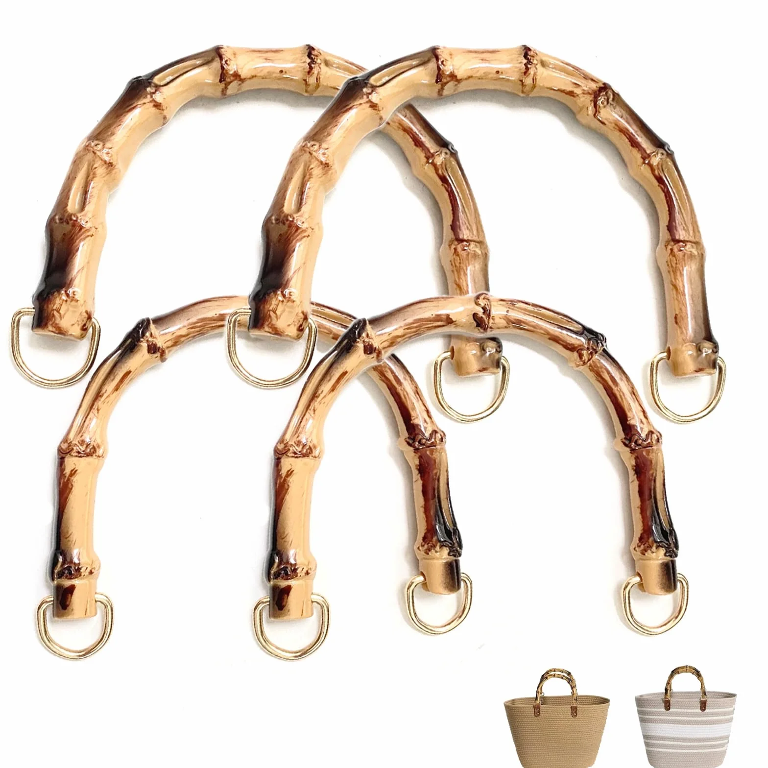 Manici per Borse in Bambù 15,5 cm a Forma di U 4 Pezzi, Accessori Fai da Te