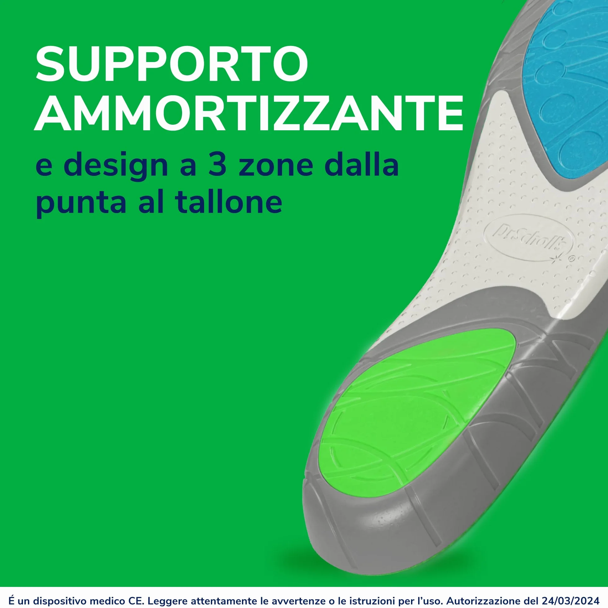 Dr. Scholl's Solette RUN con funzione ammortizzante per la corsa, Aiutano a ridurre ed alleviare il dolore alle ginocchia e quello causato da periostite tibiale, fascite plantare, misura 40-47.5