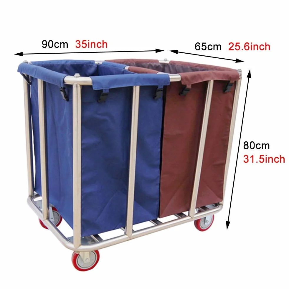 Carrelli manuali mobili Carrello smistatore per Biancheria a 2 sezioni - Carrello per Servizio di Pulizia su Ruote, Carrello per Biancheria per Hotel Cesto per Biancheria