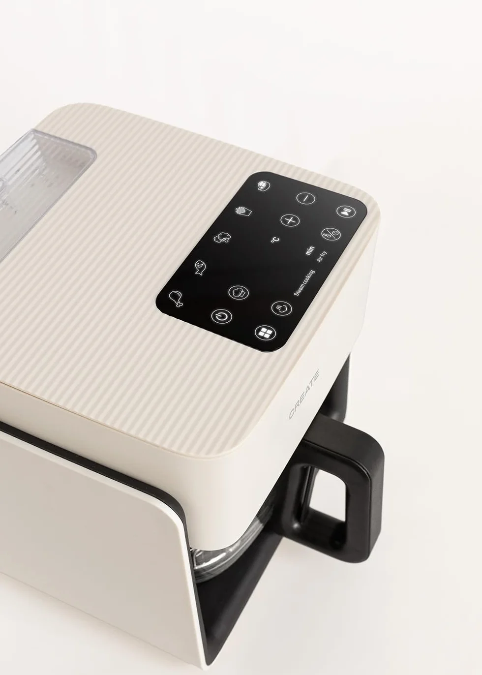 CREATE/AIR FRYER STUDIO CRYSTAL/Friggitrice senza olio 4,2 L con vaporizzatore d'acqua bianco panna/Capacità per 5-6 porzioni, 6 programmi, controllo di tempo e temperatura, 1300W
