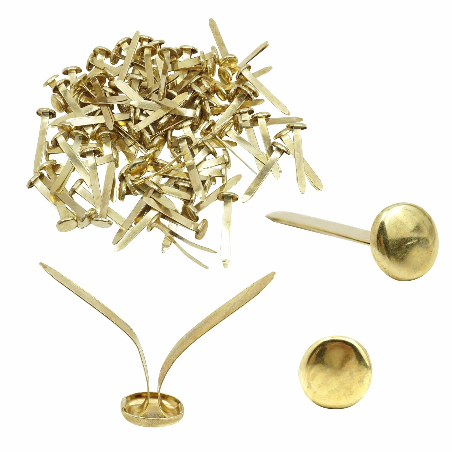 Fermacampioni Scrapbooking Brads Rotondi Metallici 100 Pezzi Oro
