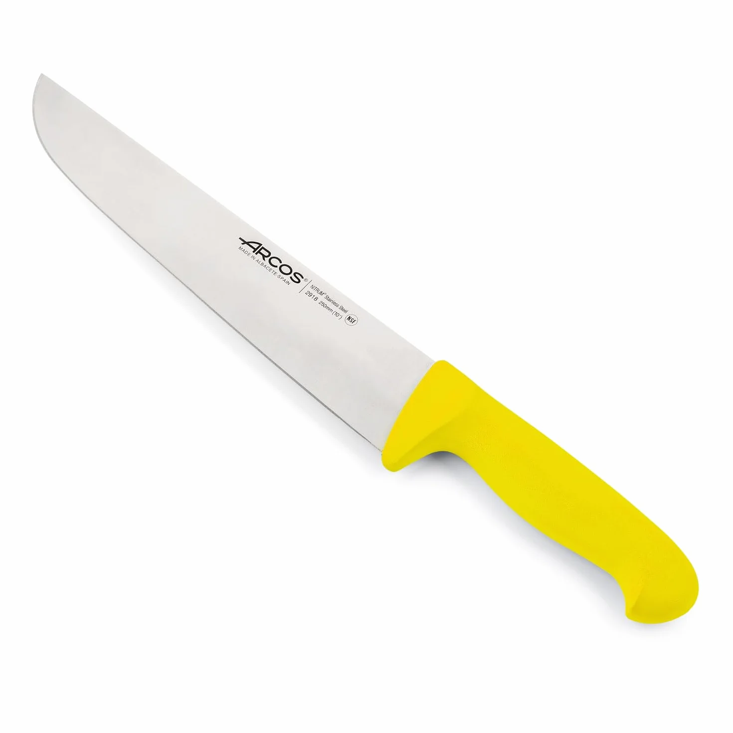 Arcos Coltello da Macellaio con Lama in Acciaio Inossidabile 250 mm – Coltello da Cucina Professionale per Tagliare Carne, Pesce e Verdure – Manico Ergonomico in Poliossimetilene, Giallo, Serie 2900