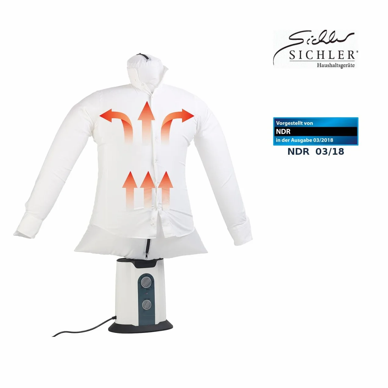 Sichler Haushaltsgeräte Sistemi di stiratura - manichino per camicie: Manichino con ventilatore ad aria calda, Stendibiancheria, timer regolabile fino a 3 ore (con supporto)