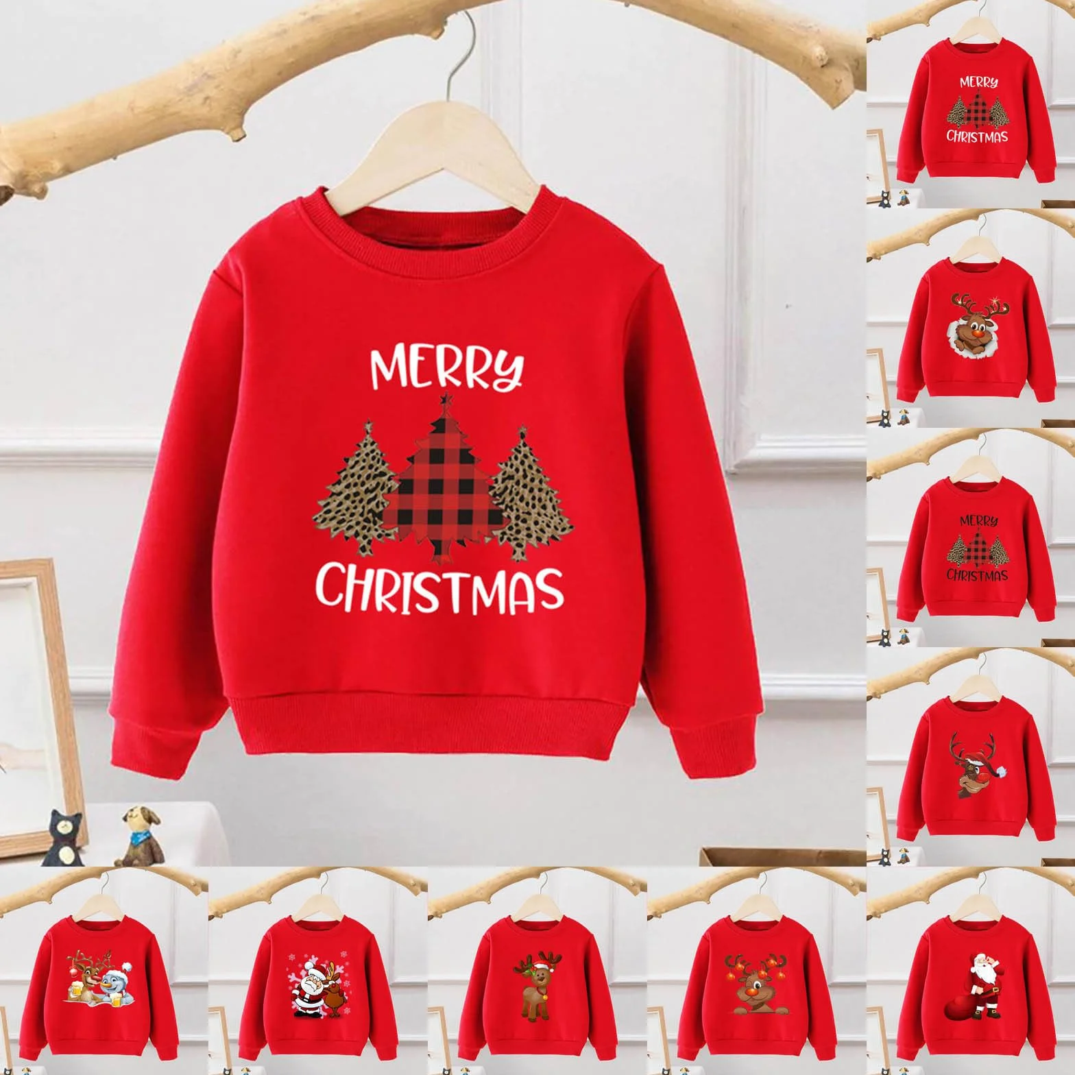 pvucpot Felpe per Bambini e Bambine, Caldo Maglione di Natale Natale Natale Xmas Babbo Natale