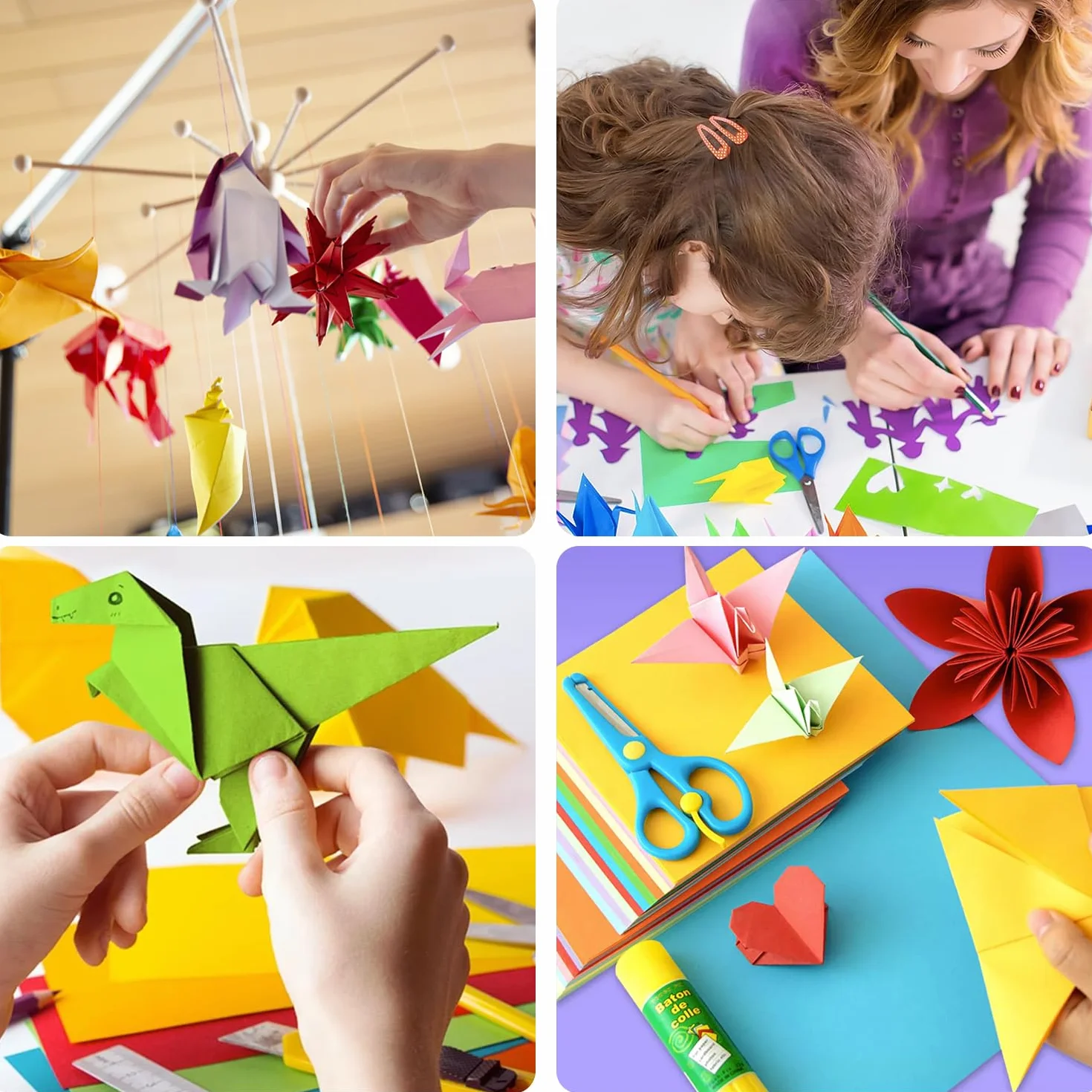 Carta Origami 20 x 20 cm 20 Colori 70 g/m² per Bambini Fai da Te Scuola