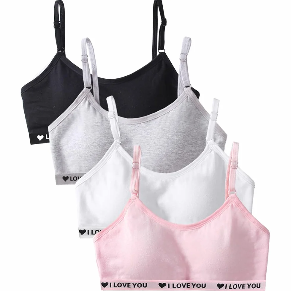Bysion Reggiseni Sportivi in Cotone Senza Cuciture per Ragazze 10-18 Anni