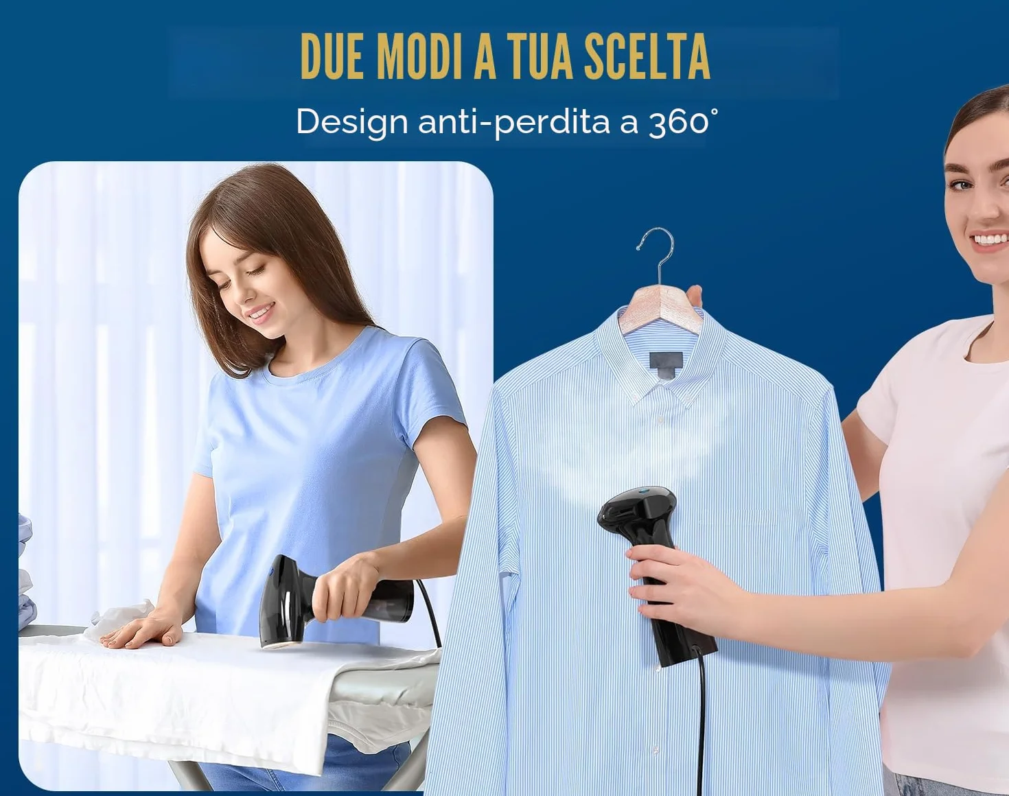 Ferro da Stiro Verticale 1600W, 30s Riscaldamento Rapido, 25g/min Vapore, Stiratore Verticale, 2 in 1 Ferro da Stiro a Vapore, Serbatoio Dell'acqua Estraibile da 150ml, Nero