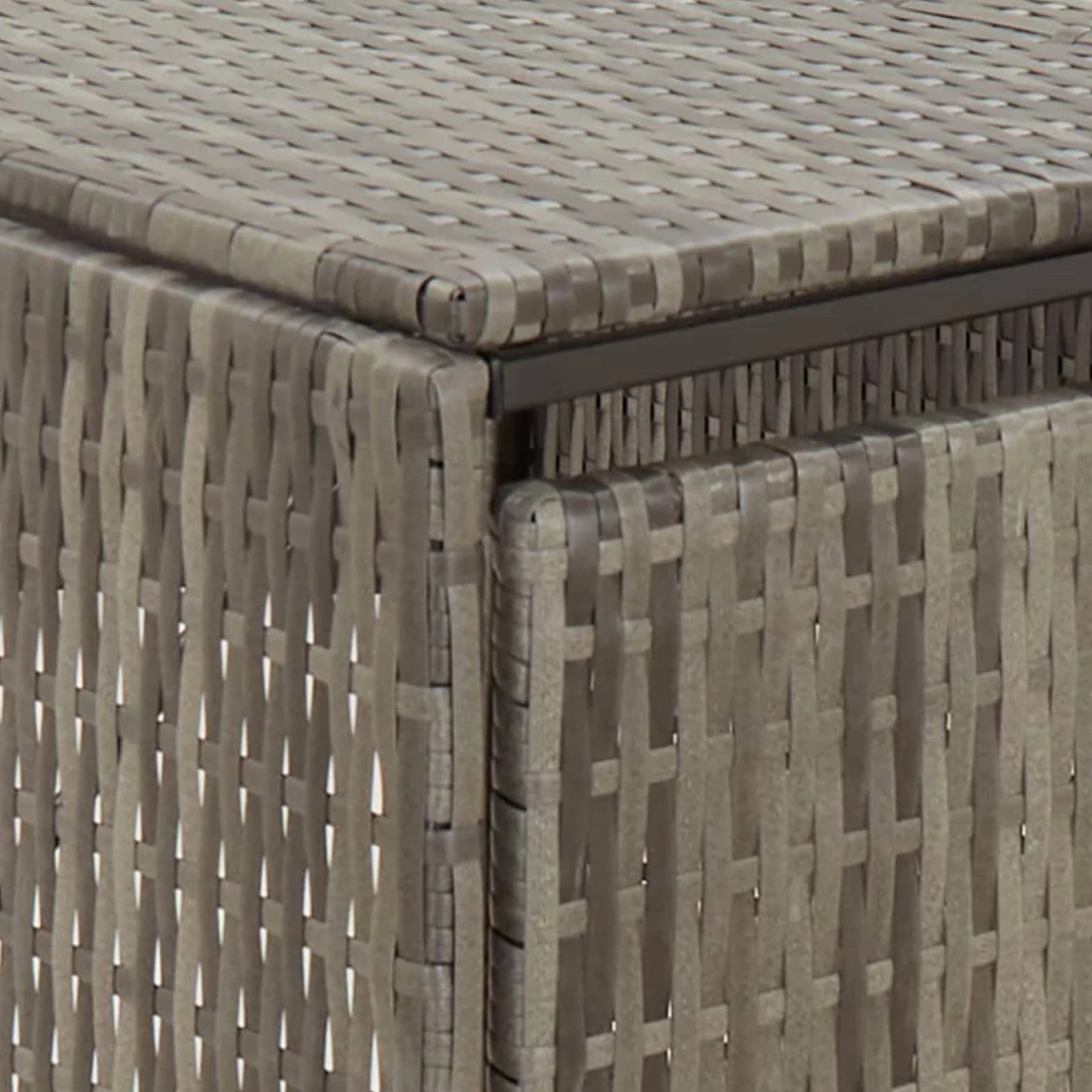 Copribidoni Spazzatura Esterno, Bidoni Spazzatura Esterno, Contenitori Rifiuti Esterno, Porta Bidoni Spazzatura Esterno 4 Bidoni, Copribidone Quadruplo, in Polyrattan Grigio 274x80x117 cm