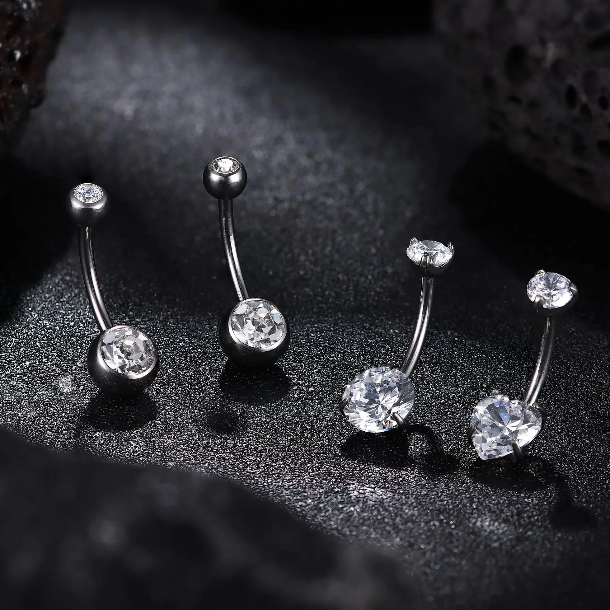 Diamday Piercing Ombelico G23 Titanio Anello 14G CZ Barra Pancia Barbell Ventre Gioielli Donna Uomo 8-16mm