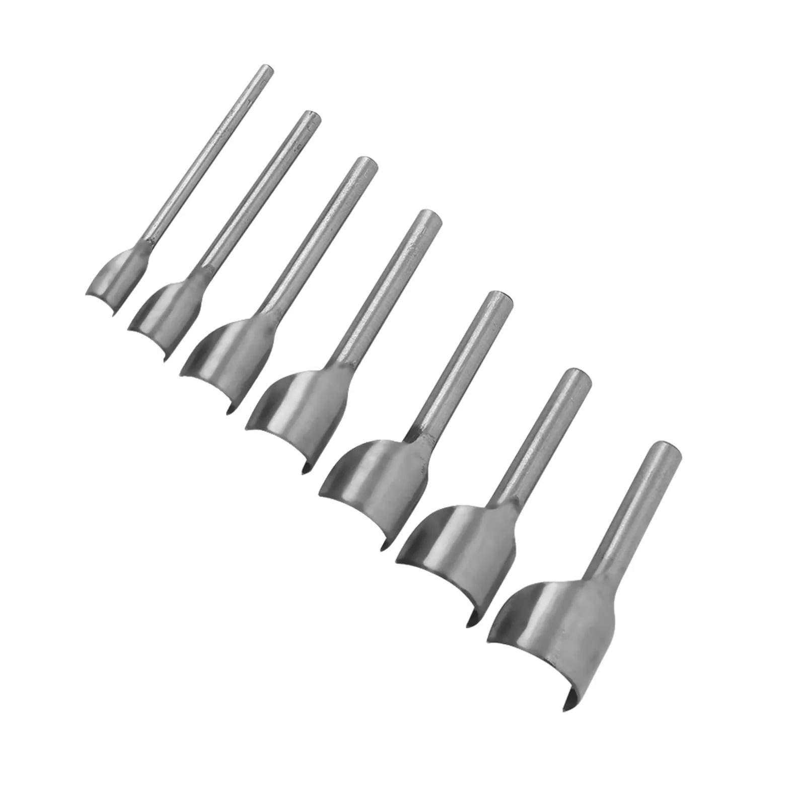 kit lavorazione cuoio + Punzone della taglierina a forma semicircolare, 7pcs Carot in pelle mezza-punzonatrice taglierina per cintura per cucito in pelle domestica (10-40mm)