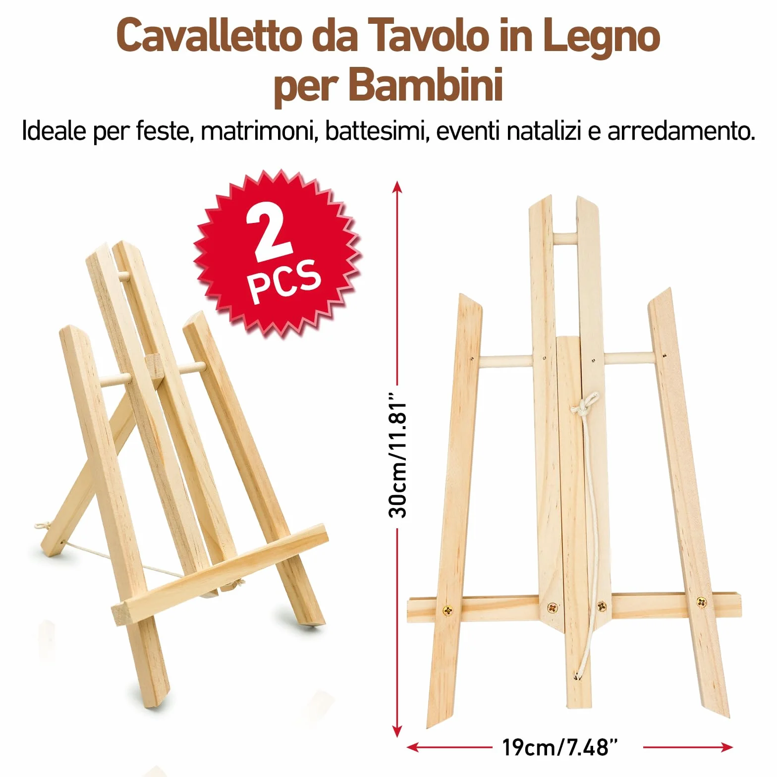 Cavalletto da Tavolo in Legno per Bambini Pieghevole 30 cm 40 cm Pino Massiccio 2 Pezzi