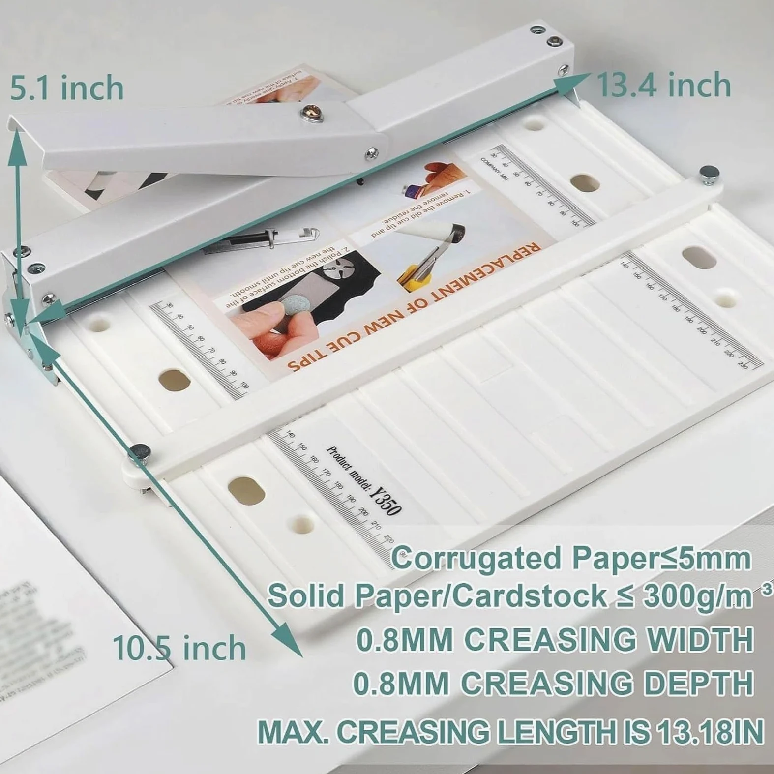 Piegatrice e piegatrice manuale per carta, strumento per cordonatura di carte da 350 mm, piegatrice di carta portatile, per biglietti d'auguri lato corto A4 e A3, inviti per brochure e carta fotografi