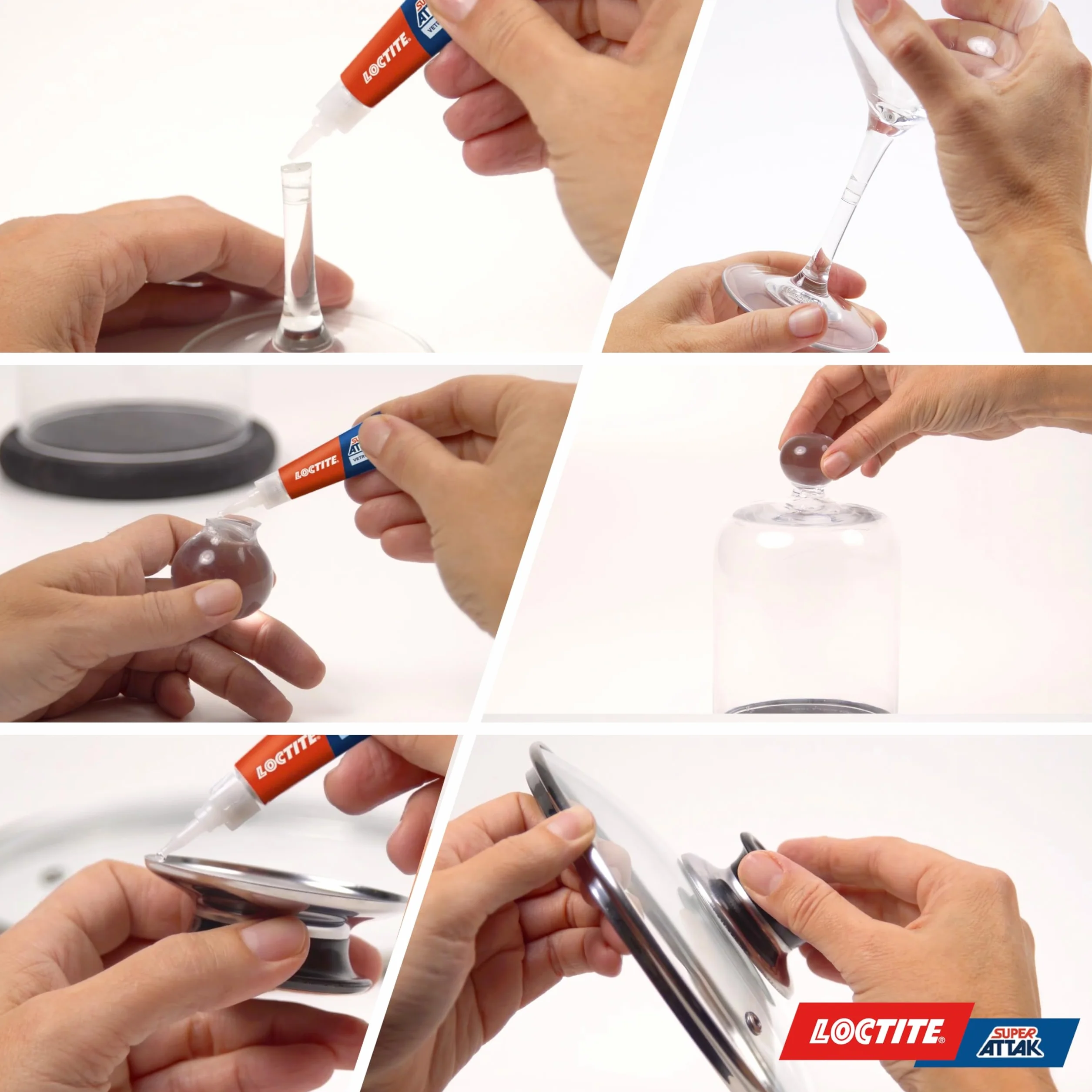 Loctite Super Attak Vetro, Colla per vetro di alta qualità, Adesivo istantaneo per vetro, Colla trasparente facile da usare, durevole e riutilizzabile, 1 x 3g
