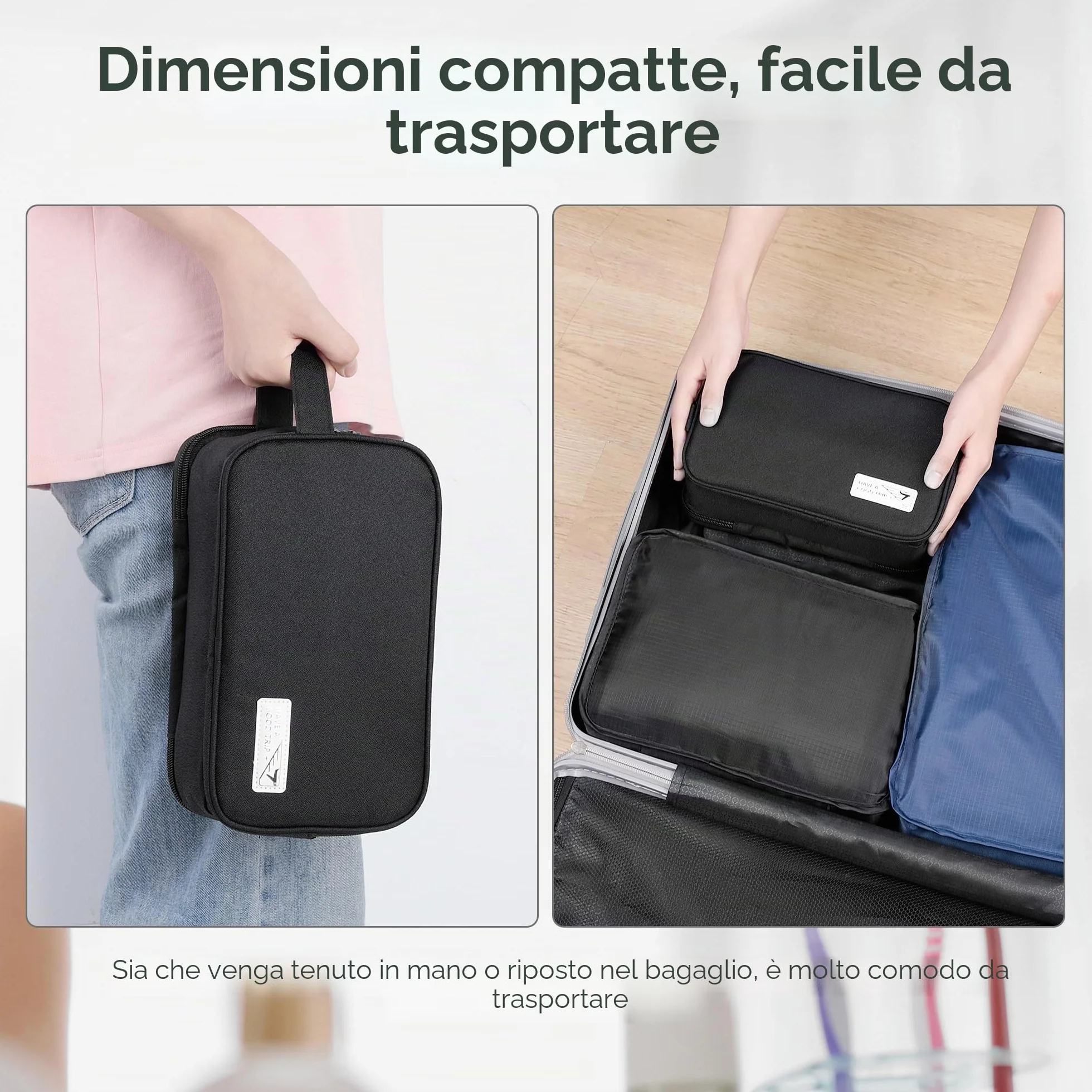 AiQInu Beauty Case da Viaggio, Borsa da Toilette da Viaggio per Donna Uomo,Impermeabile Beauty Case per Organizzare Oggetti Personali Accessori (nero)