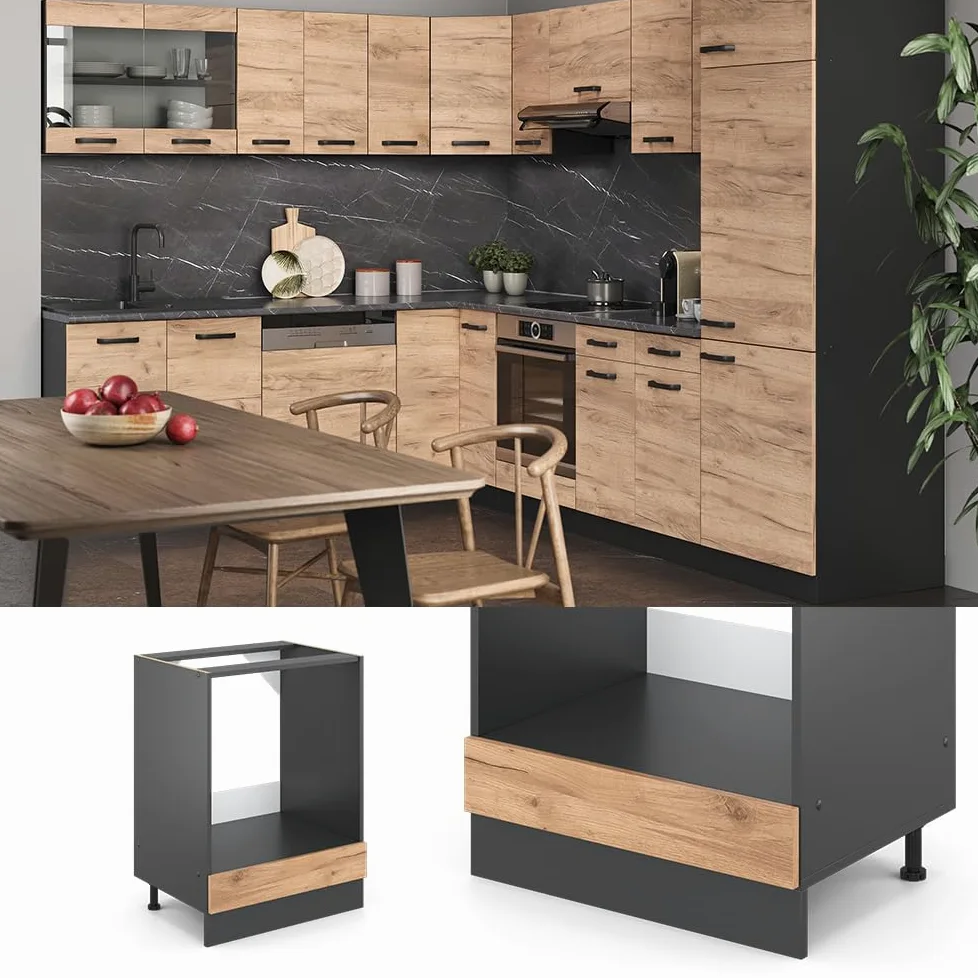 Vicco Mobile per forno da incasso R-Line, Rovere dorato, 60 cm senza piano di lavoro, per la libera combinazione all'interno di sistemi cucina modulari