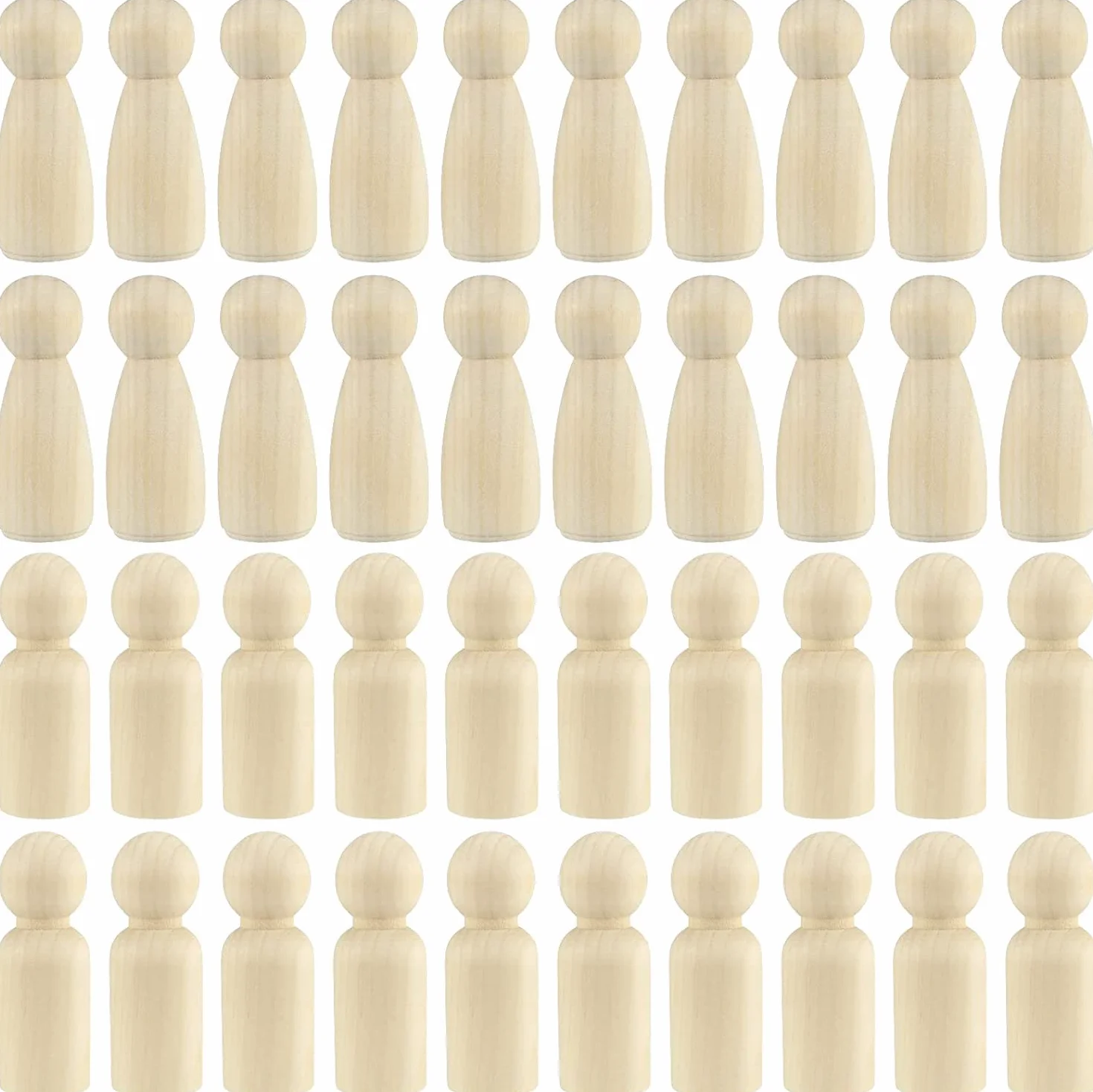HAKZEON 80 bambole in legno grezzo da 65 mm, 40 maschi 40 femminili decorative in legno, corpo in legno per pittura, progetti artistici fai da te, decorazioni