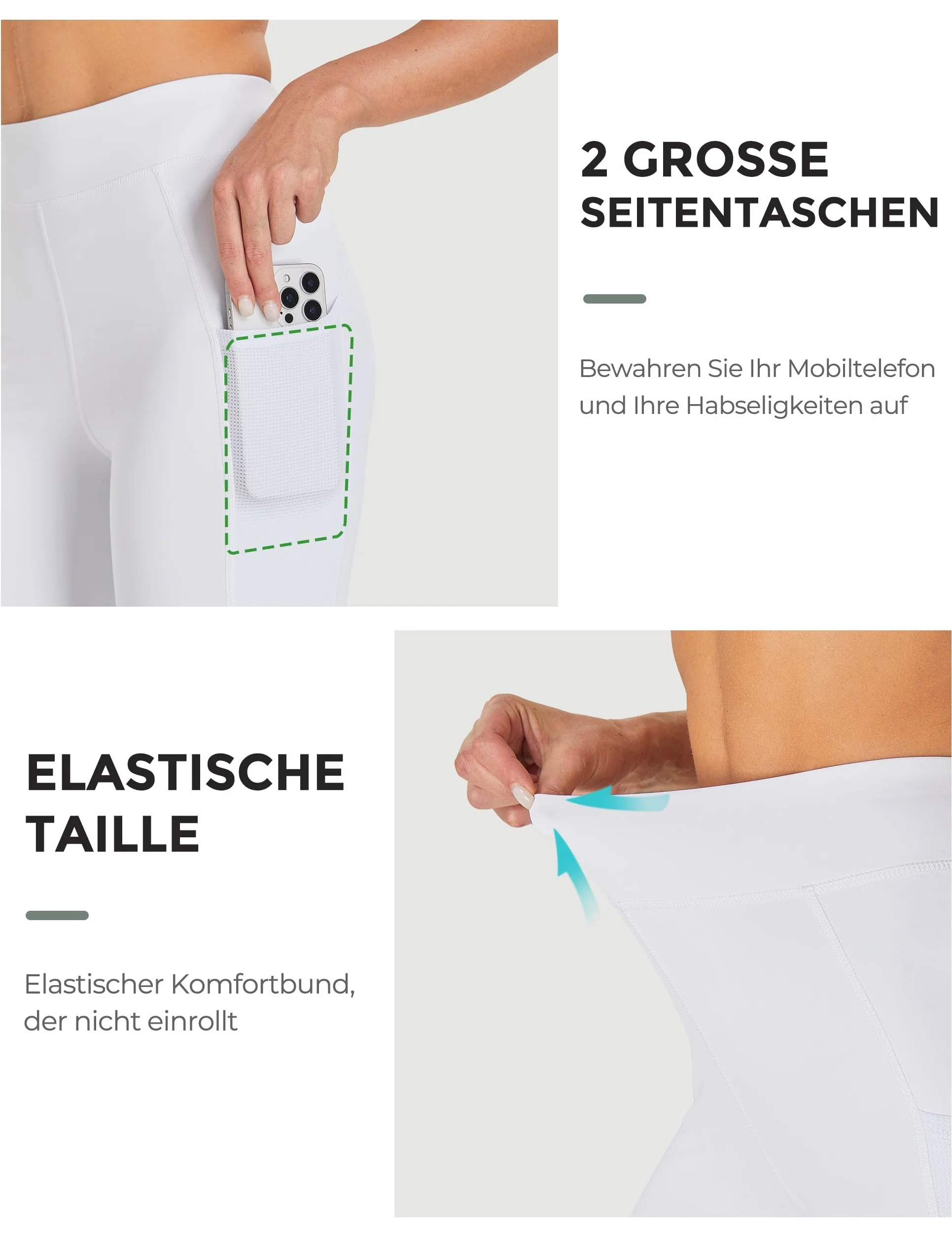 Pantaloni da equitazione da donna FitsT4 con inserti antiscivolo sul ginocchio, vita alta e tasche laterali