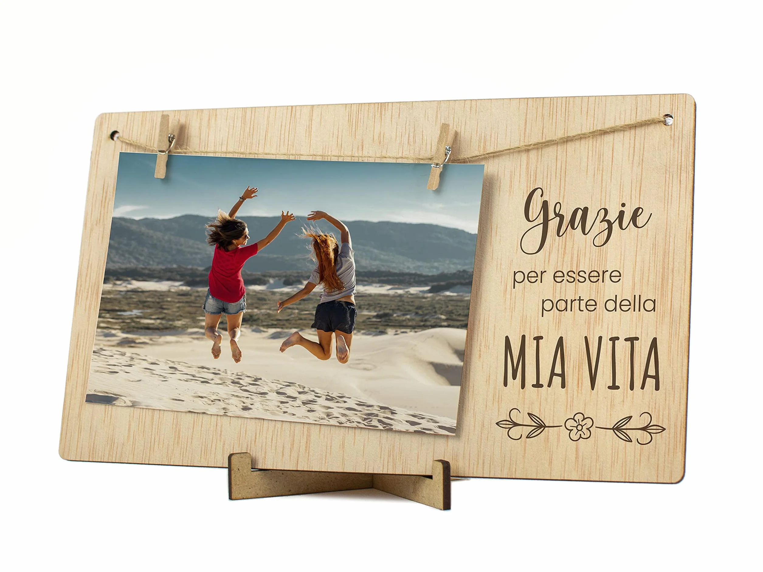CONTRAXT Portafoto con clip in legno, regalo cornice foto tavolo parete