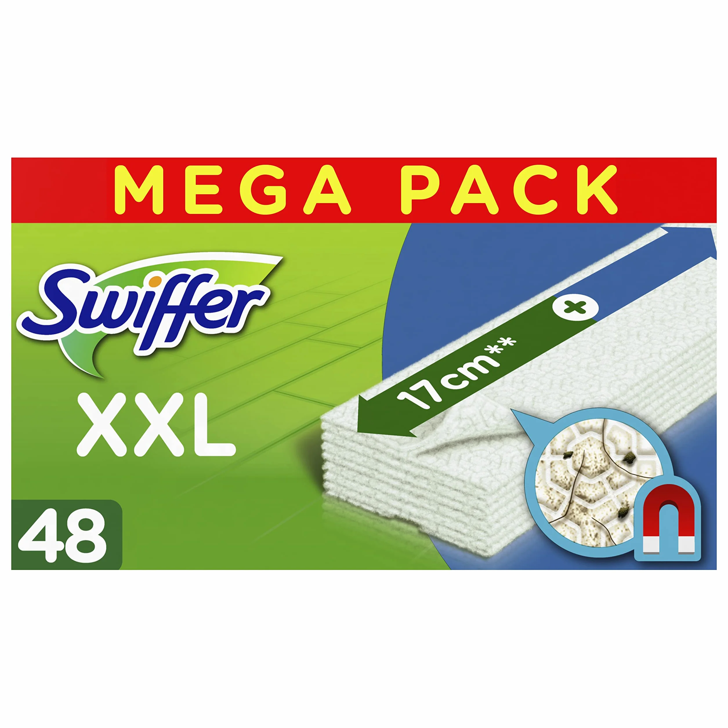 Swiffer Panni Di Ricambio Per Scopa 48 Pezzi, Cattura Polvere Sporco Peli