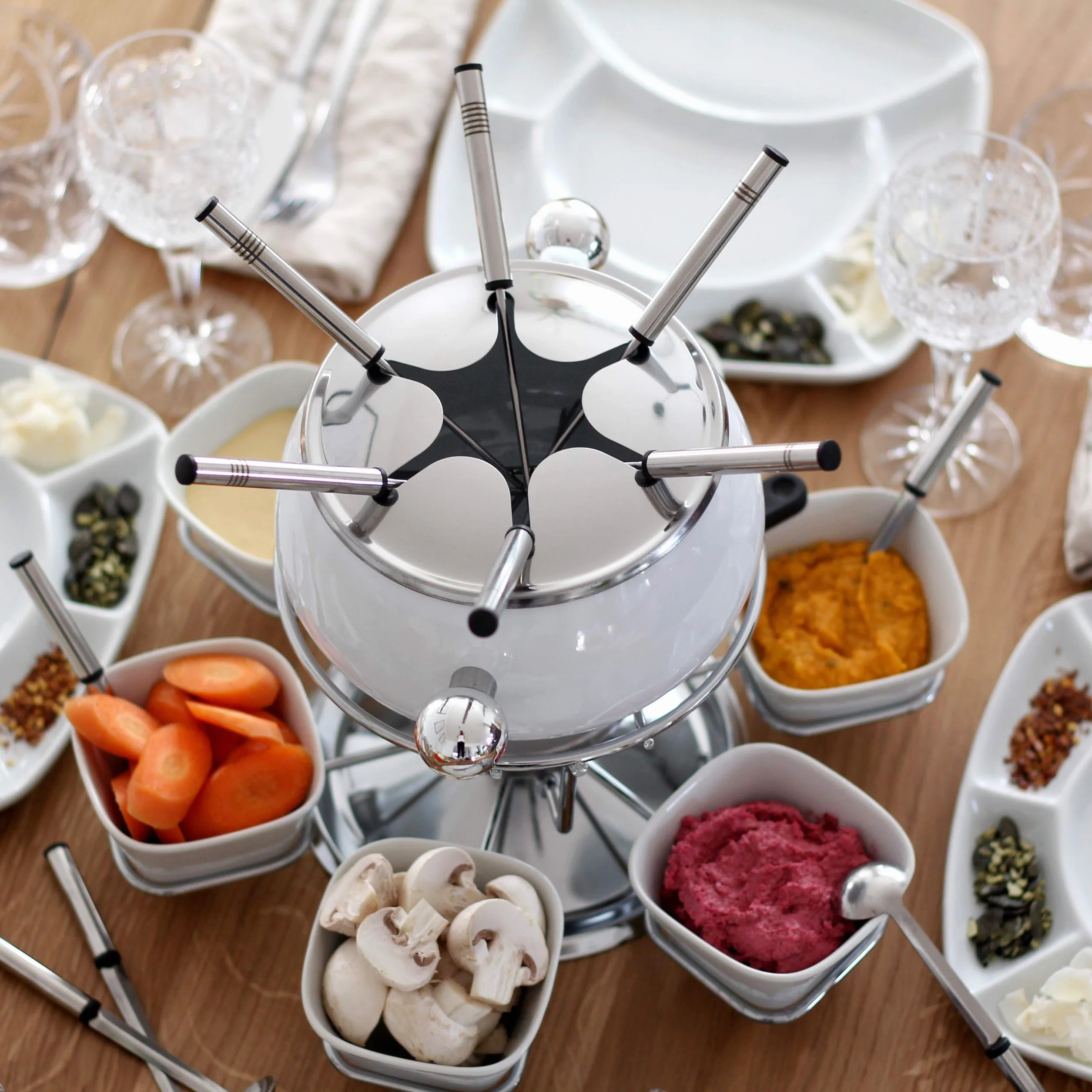 Mäser Set da fonduta, 28 pezzi, bianco