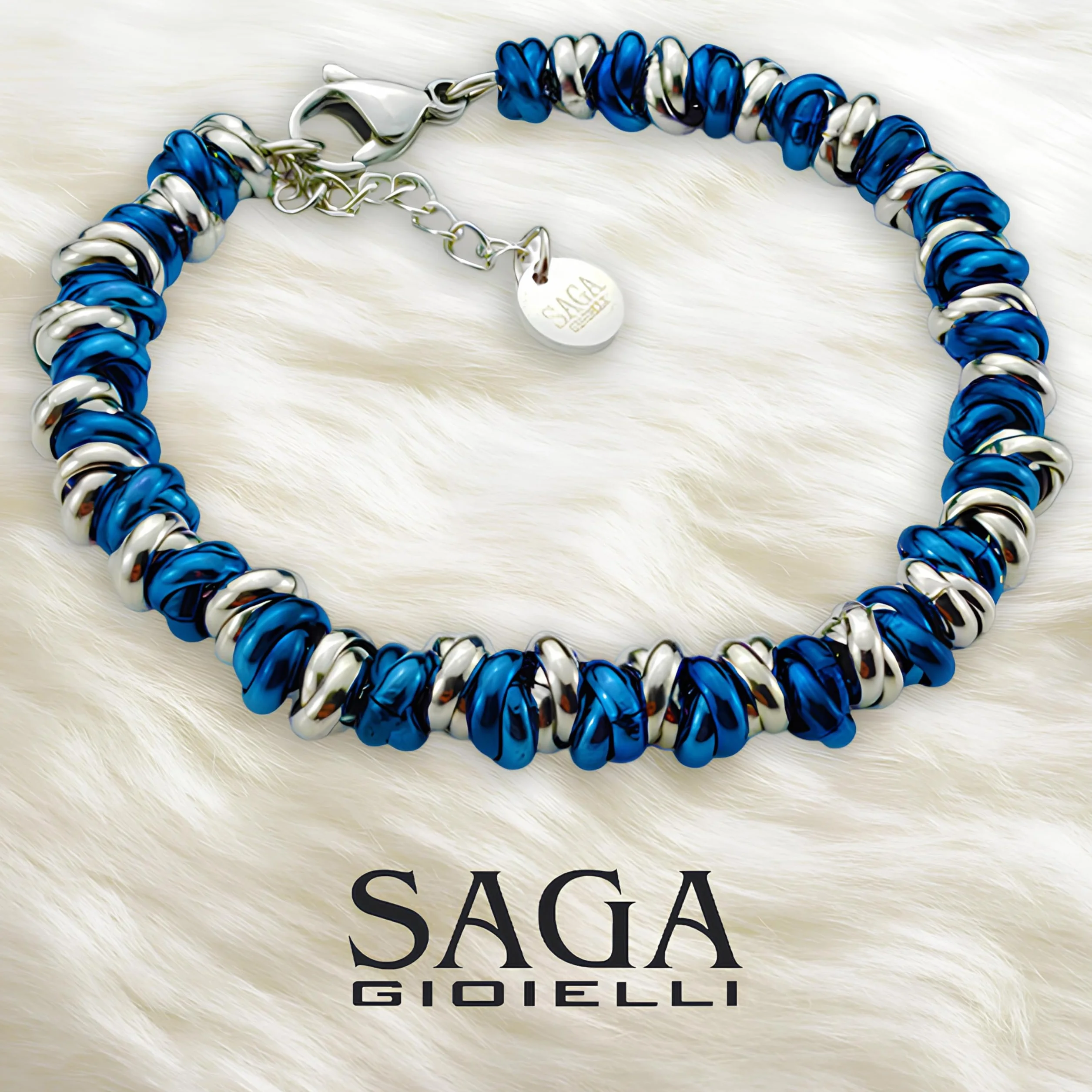 SAGA GIOIELLI® Bransoletka damska pleciona z węzłami stalowa różne kolory