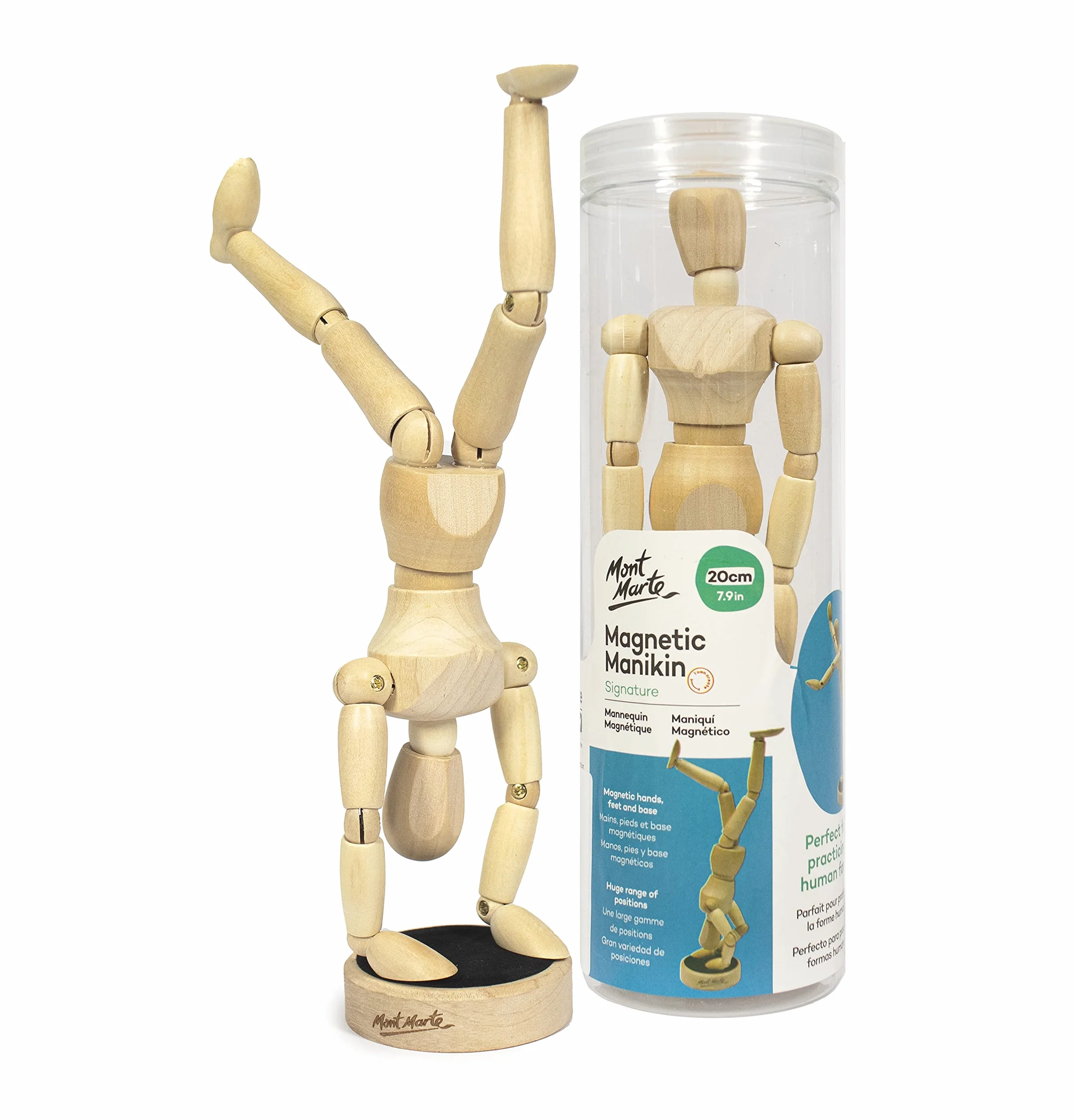 Mont Marte Manichino Disegno 20cm Legno Maschile Modello Magnetico per Artisti