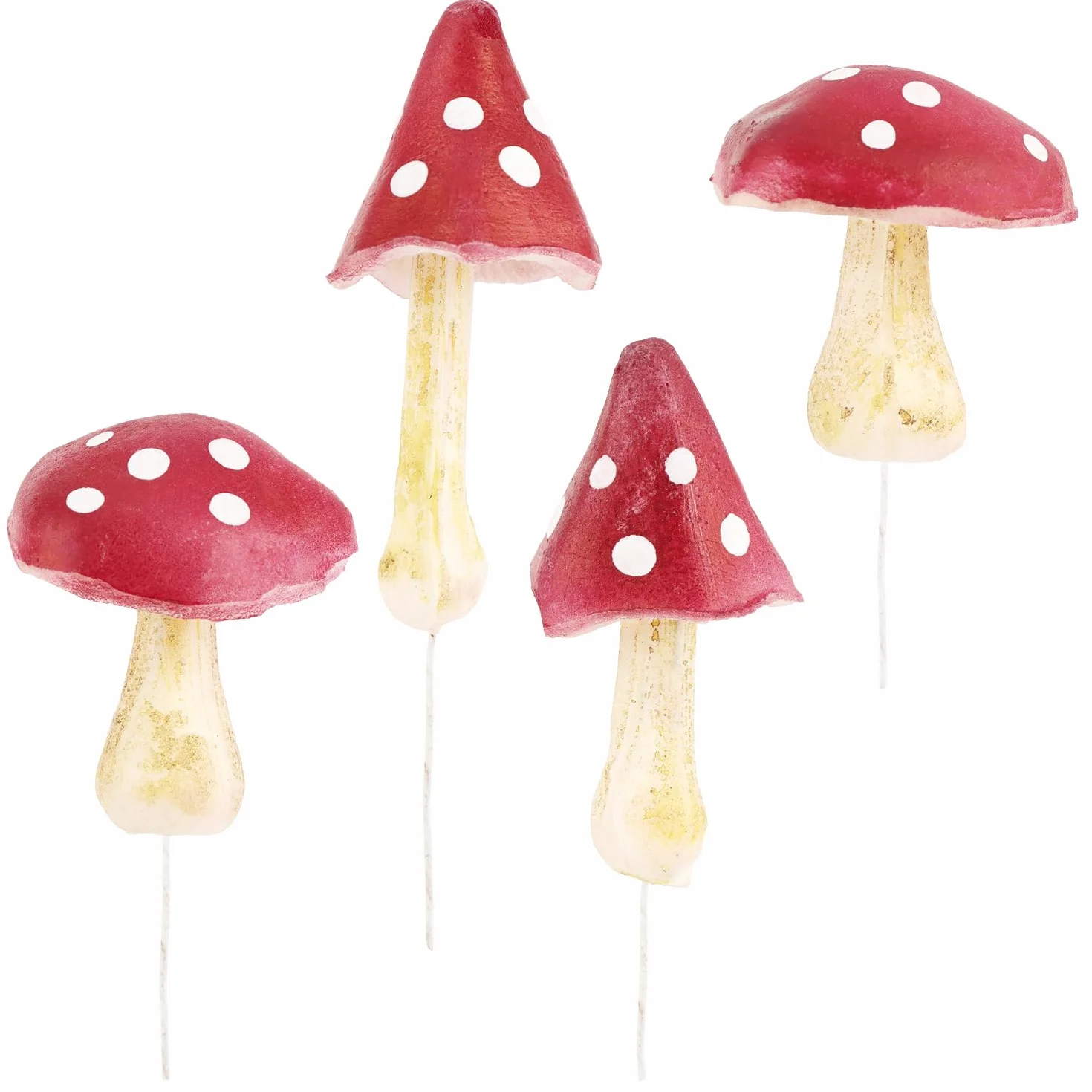 Com-four 4X agarico Volante Funghi Artificiali Decorazione Autunnale Grande Fungo Ghirlande