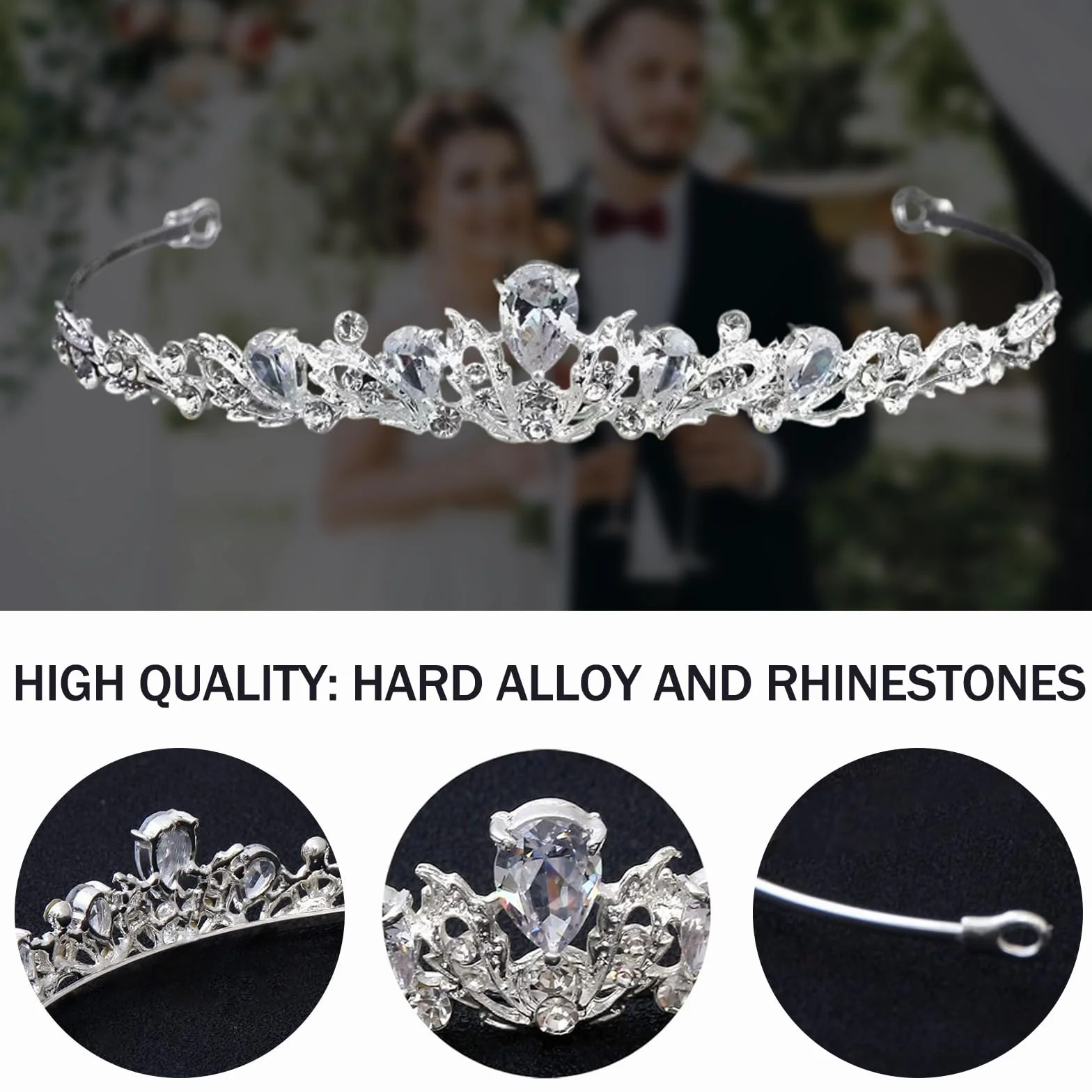 Tiara di Cristallo Principessa Corona Diadema Matrimonio Concorso Compleanno Celebrazione Argento
