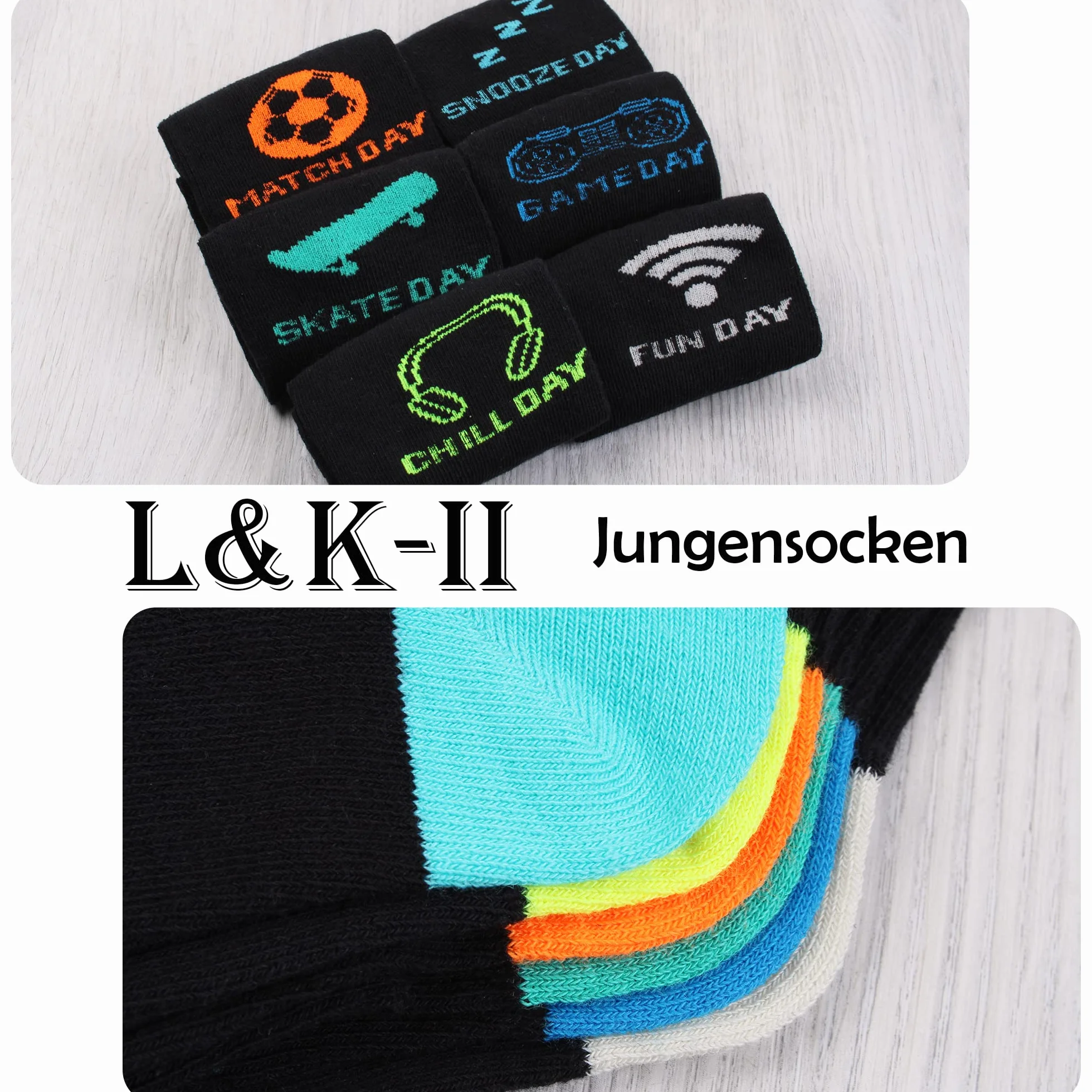 L&K-II 10 paia di morbidi e comodi calzini in spugna di cotone per ragazzi, con graziose stampe in stile navy, autunno inverno 2816