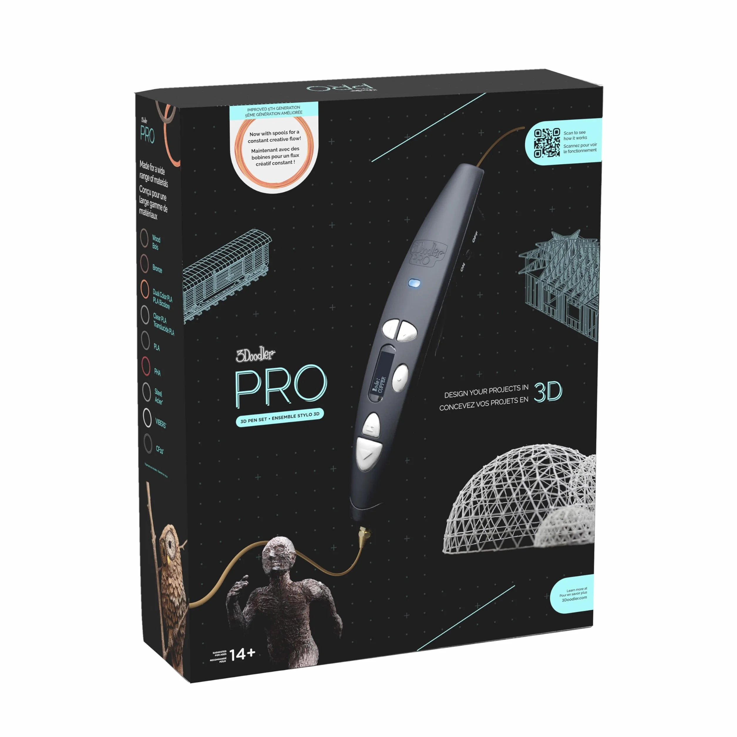 3Doodler PRO (2025) Penna di stampa 3D per professionisti creativi con materiali plastici e ugelli intercambiabili