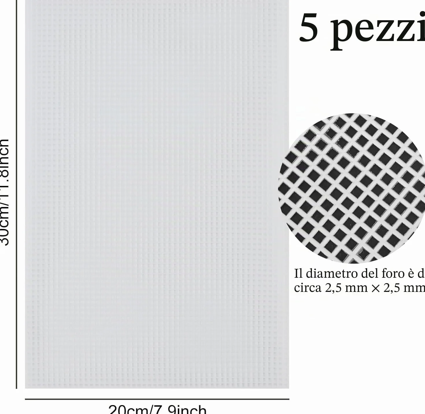 7 Pezzi Fogli di Tela Rete, Rete Canvas per Borse, Rete per Borse Uncinetto, 30 x 20 cm, Bianco, per Fai da Te, Cucito, Fai da Te, Borsa, Punto Croce, Ricamo, Uncinetto