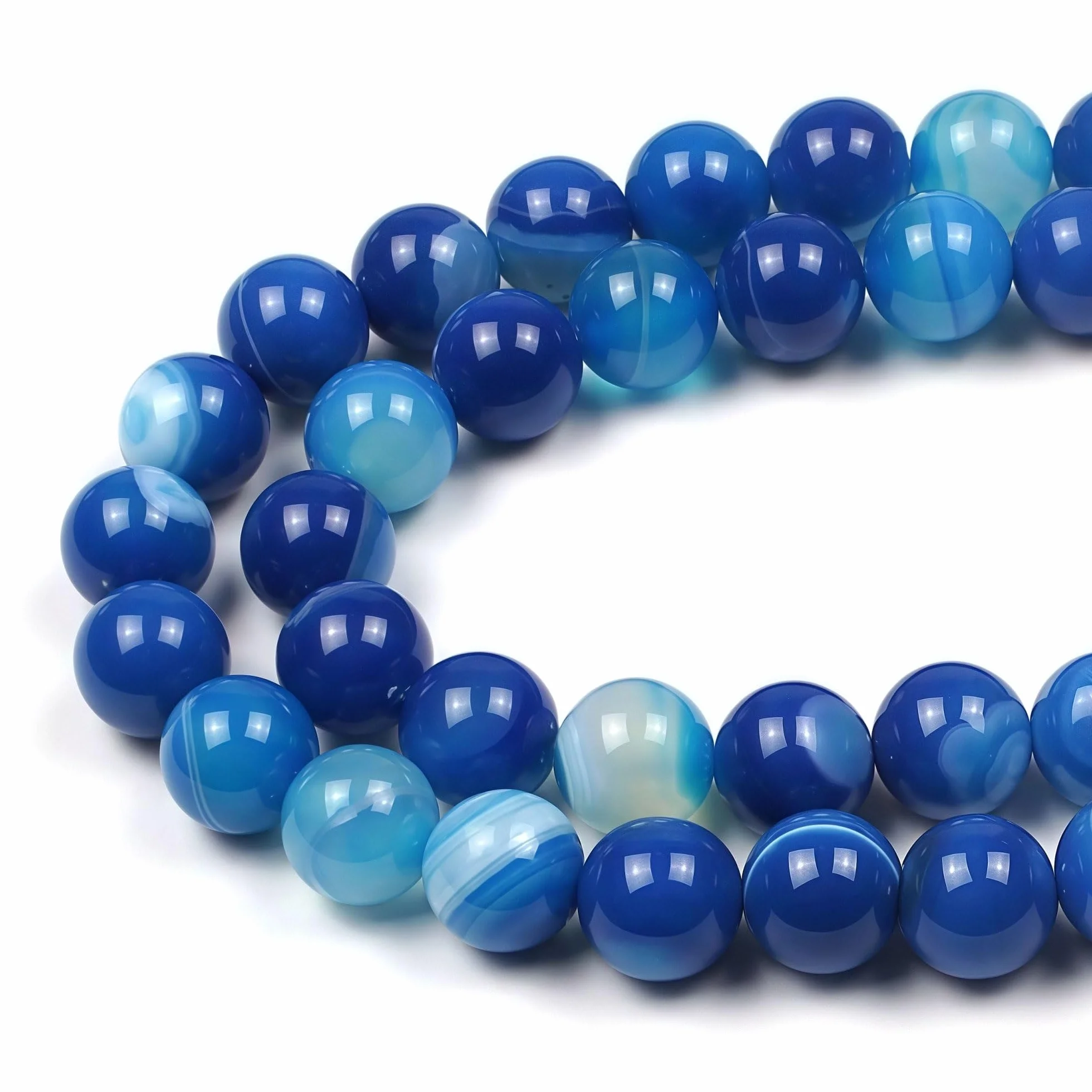 MJDCB 35 pezzi 10mm Agata Striata Blu Sciolto Perline in Pietra Semipreziose Naturale per Creazione Braccialetti Collane e Gioielli Pietre Dure per Bigiotteria Fai Da Te Rotonde