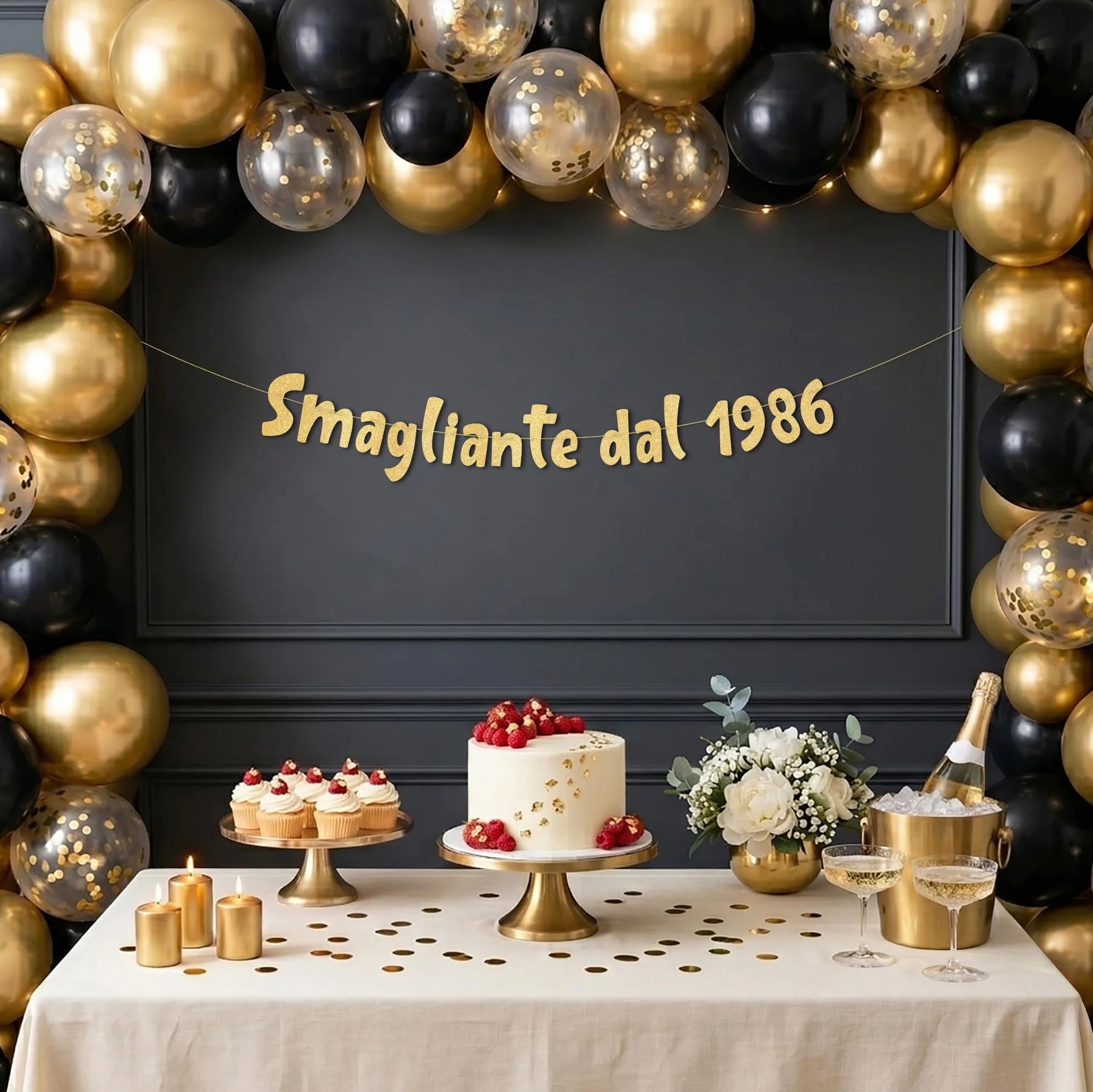 40° Compleanno Striscione "Smagliante Dal 1986" Oro Glitterato – Decorazioni Compleanno Divertenti, Gadget & Regali per Lei e Lui
